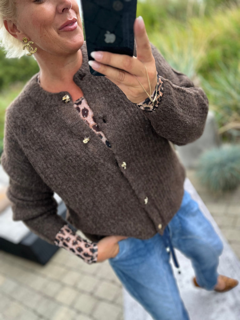 Liberte 22260 Fro cardigan Oneck chocolate