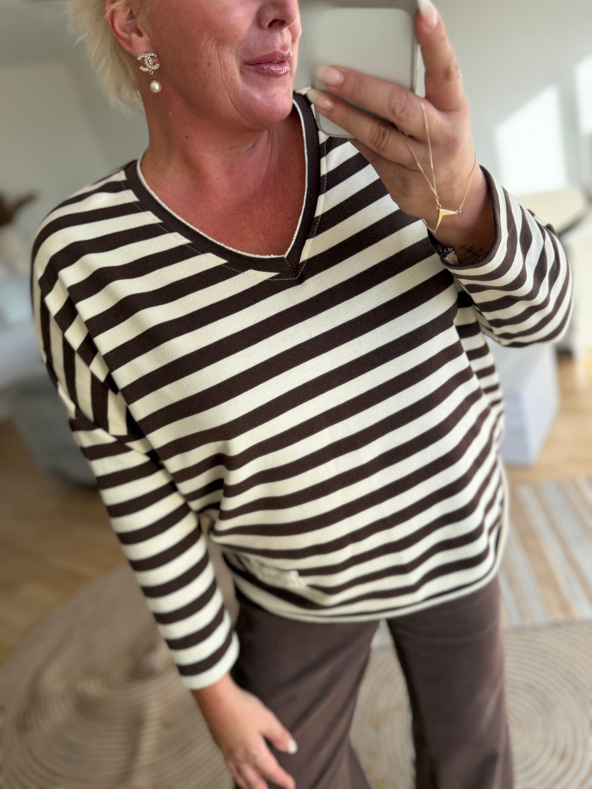 CABANA Living 3497 Garda blouse stripe brown/wite