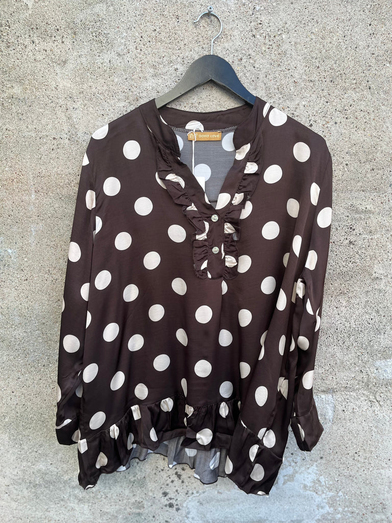 Boho Love B1292 skjorte dot satin brown