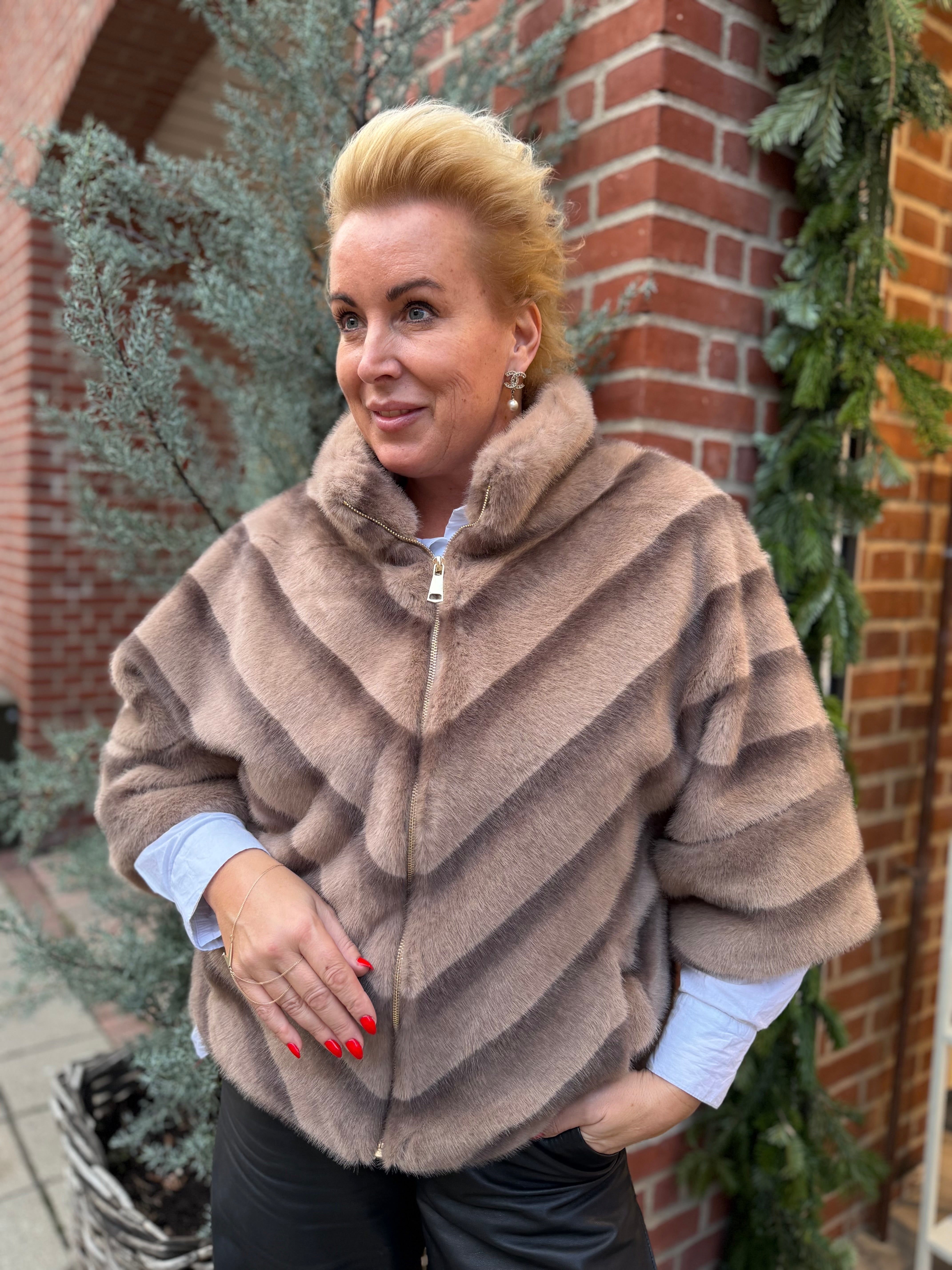 By Engbork Marilyn fake fur jakke taupe