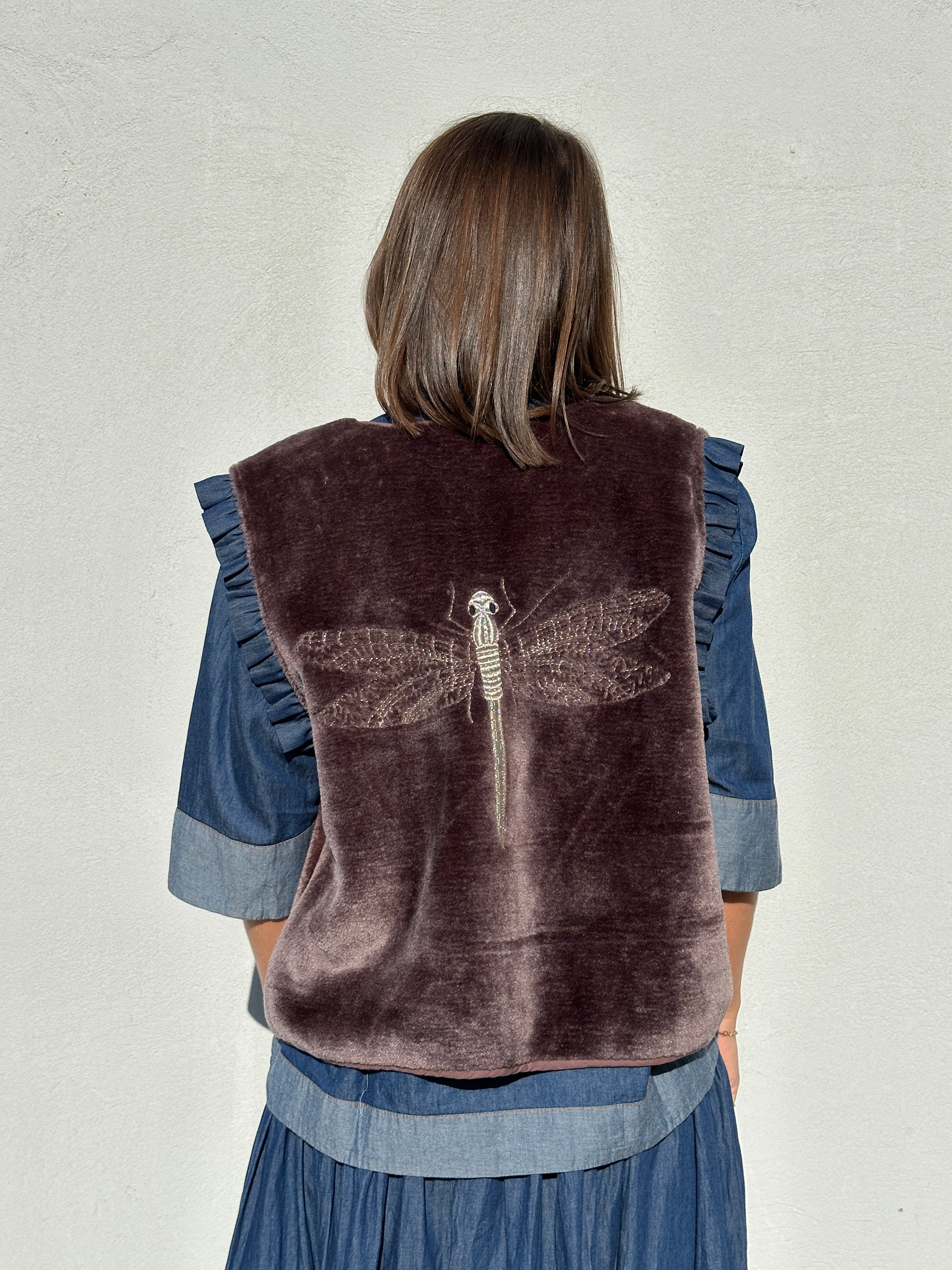 Gaspar 2607352 Duffy frill waistcoat brown