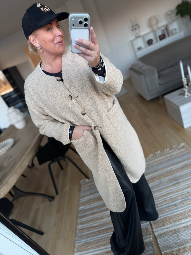 Boho Love B1316 Teddy long jacket beige