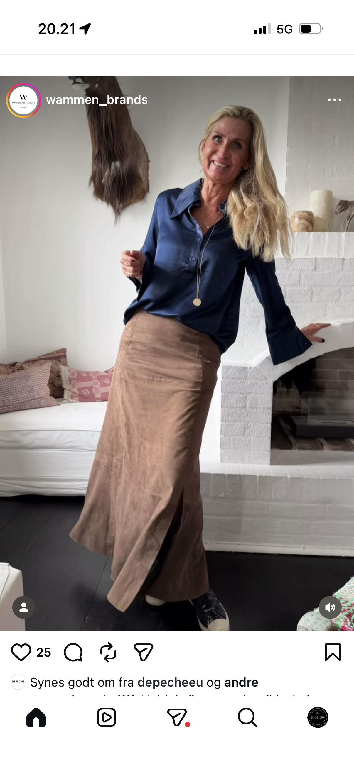 Depeche 51312 Naomi long skirt suede toffee