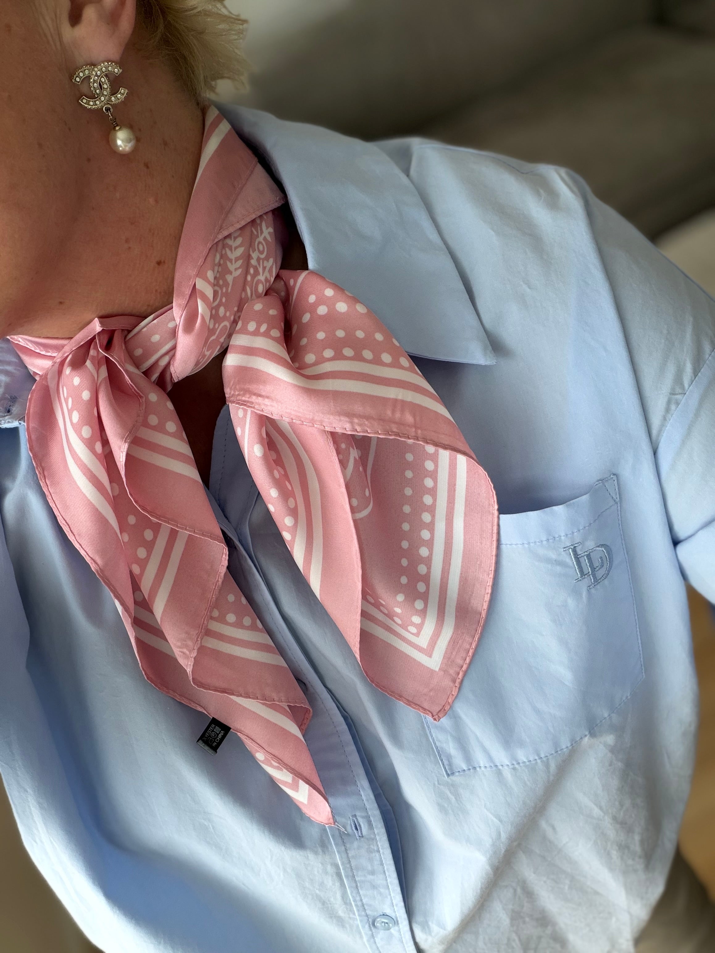 By Engbork Bandana satin scarf rose