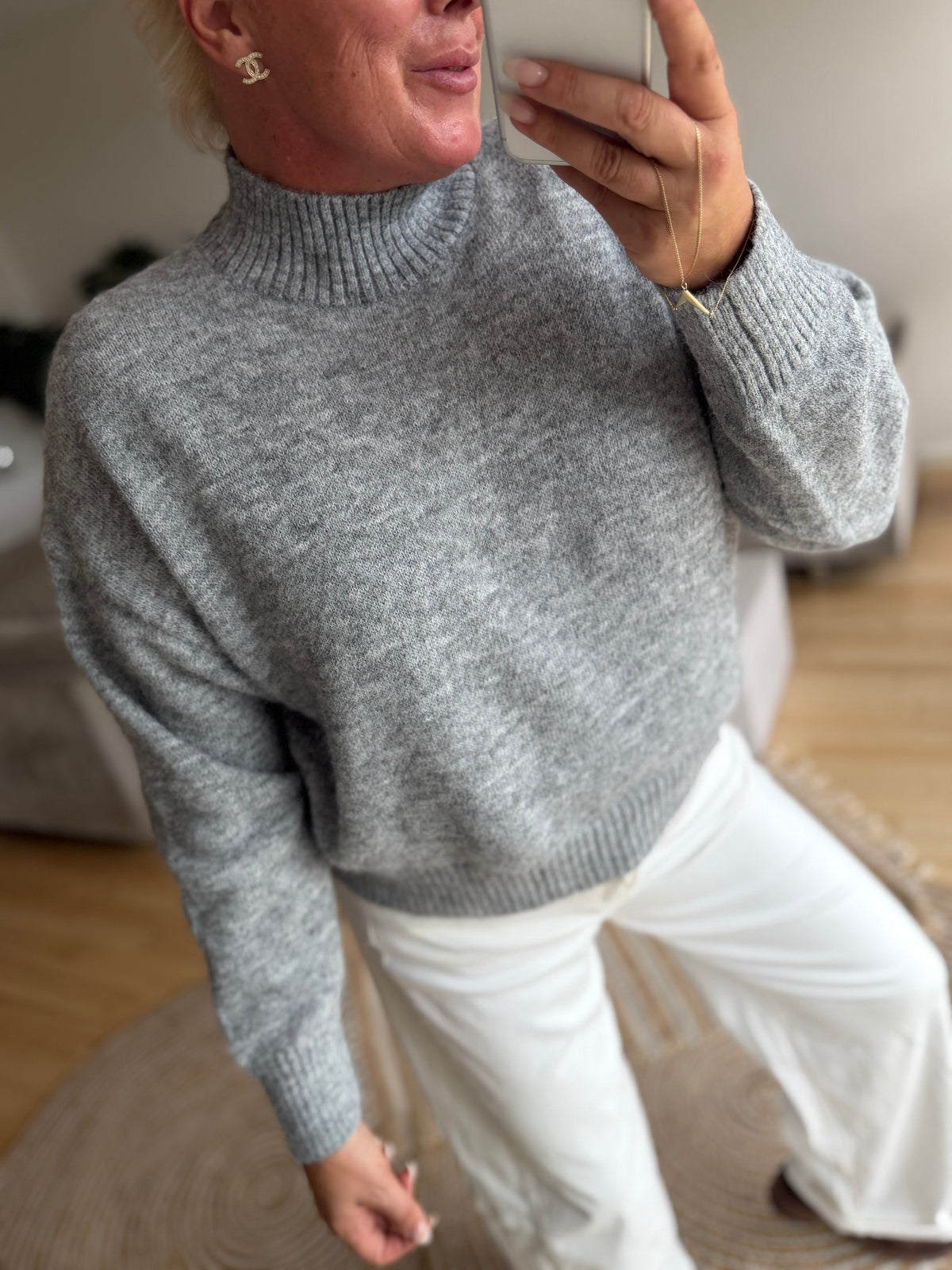 Malua strik high neck melange grey