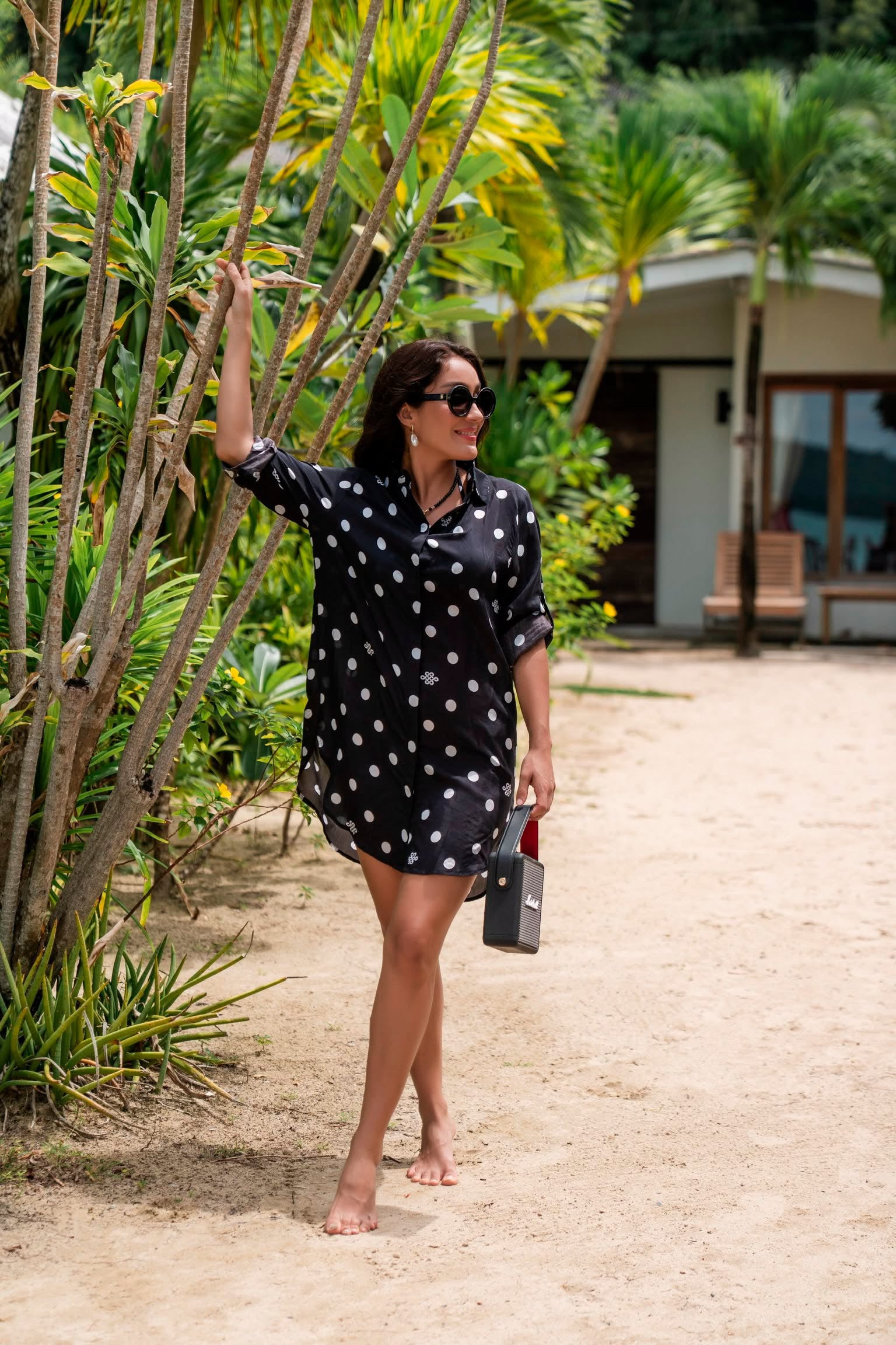 Kaanda Logo dot shirtdress black