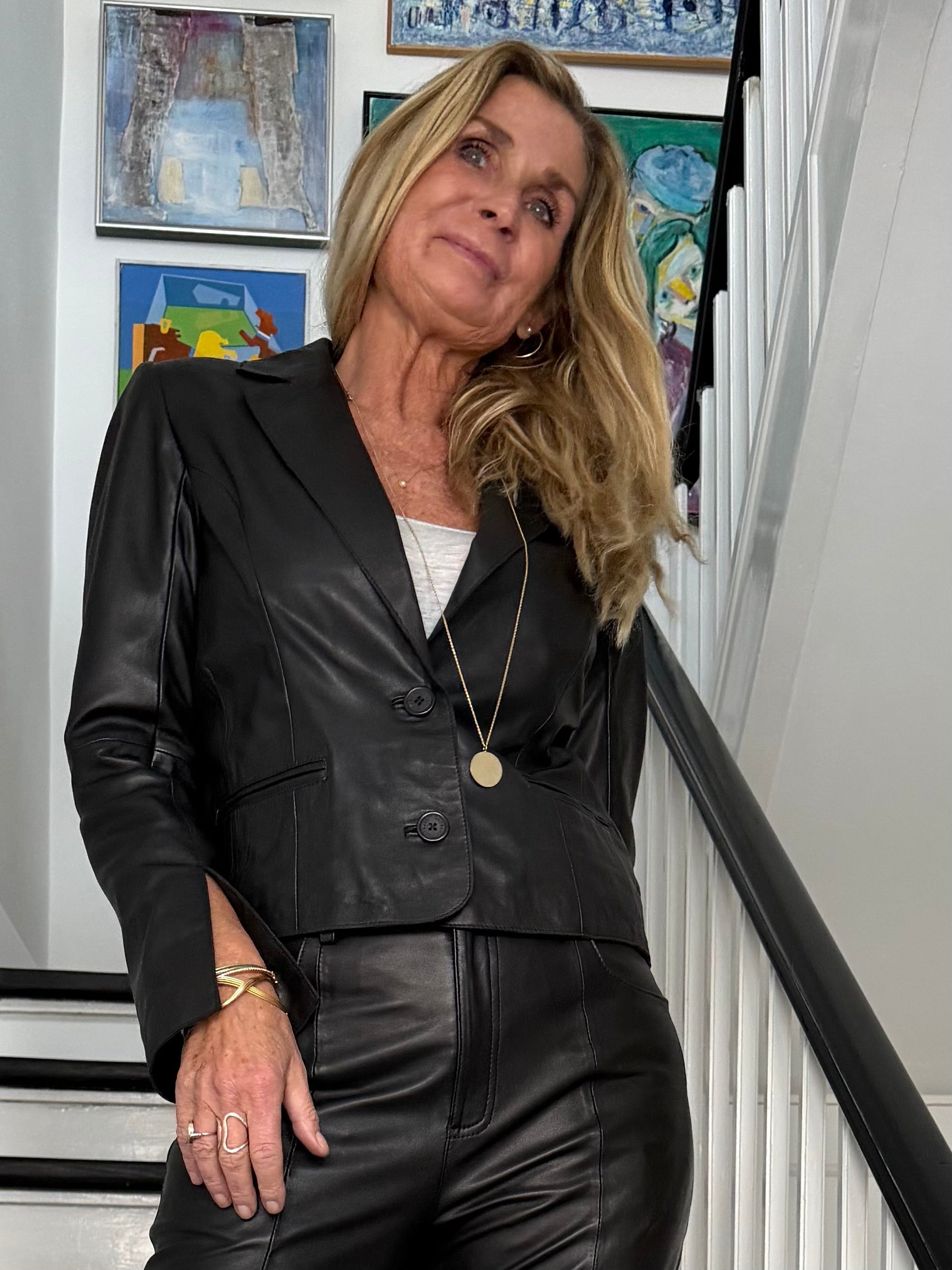 Depeche 51416 Savanna leather blazer black