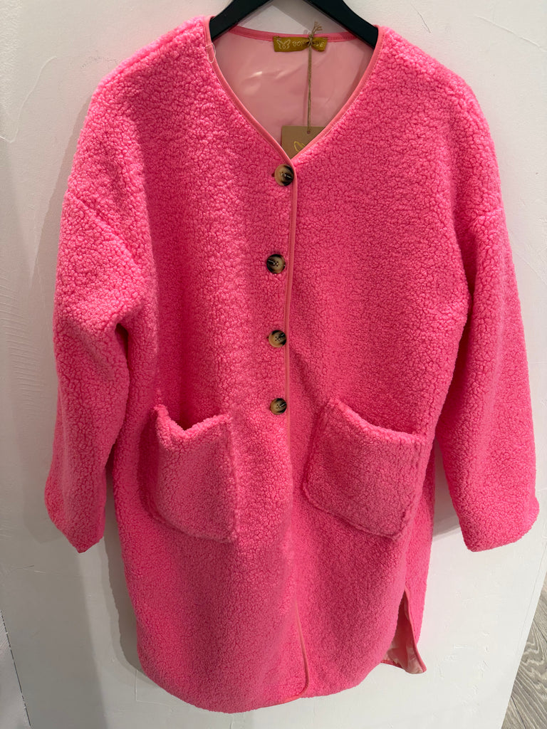 Boho Love B1316 Teddy long jacket pink