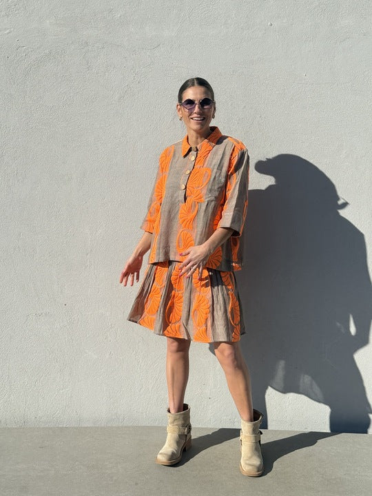 Gaspar 2601342 Porto blouse jacquard sand