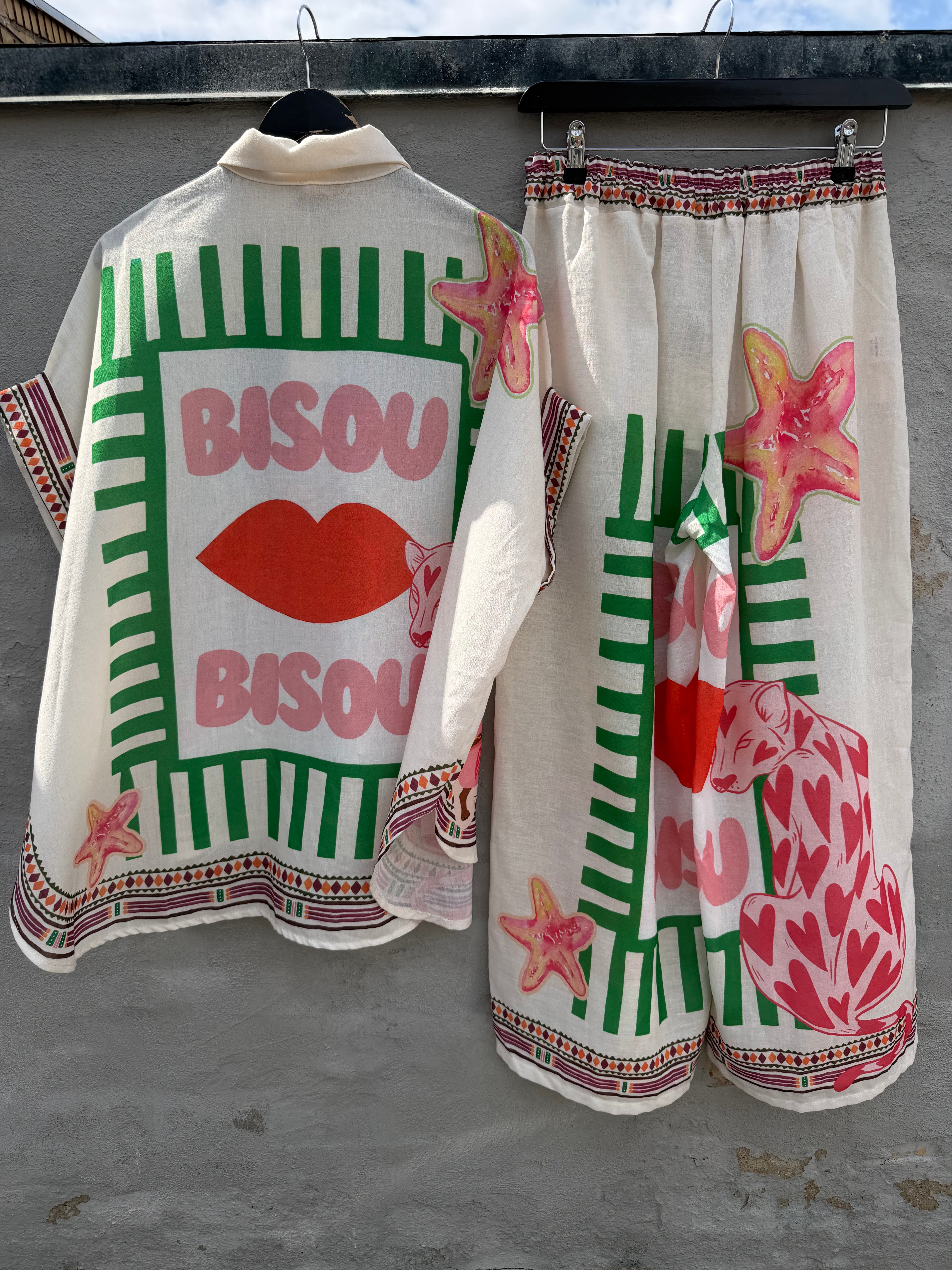 Bahamas print pants cream