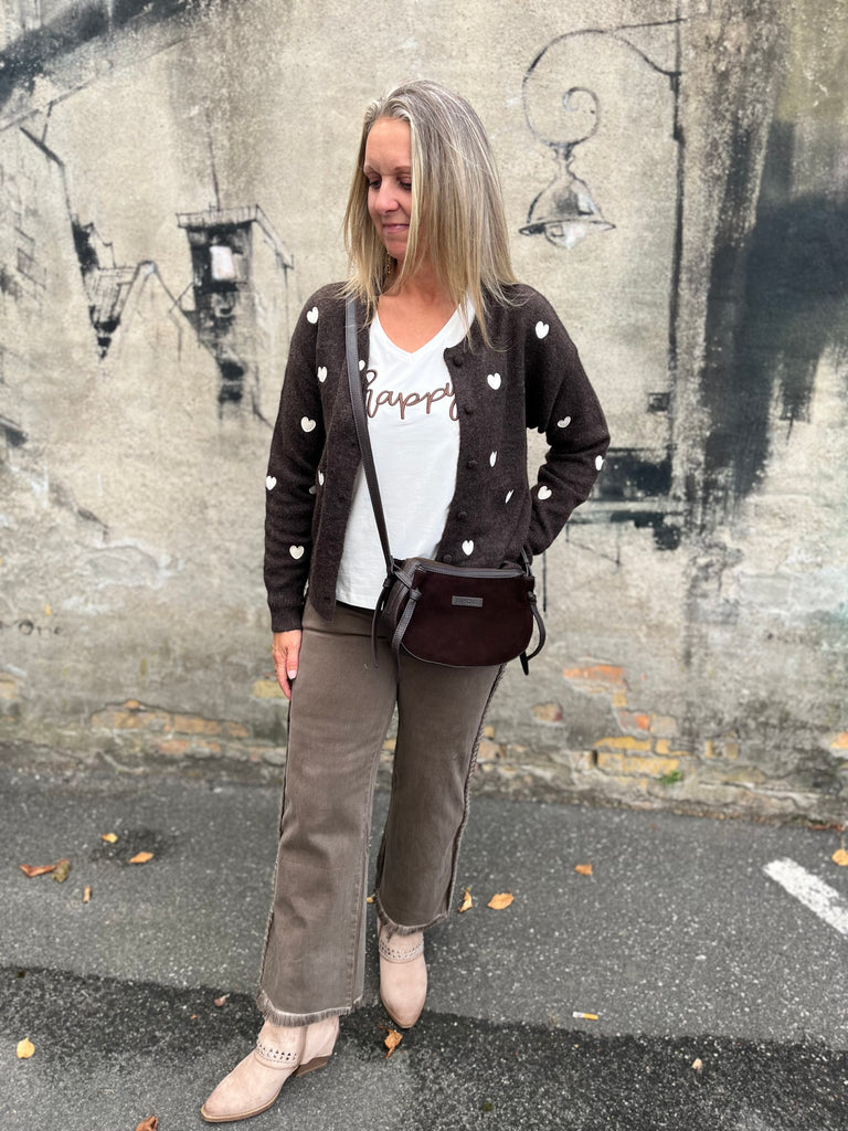 Boho Love B1281 HEART strik cardigan brown