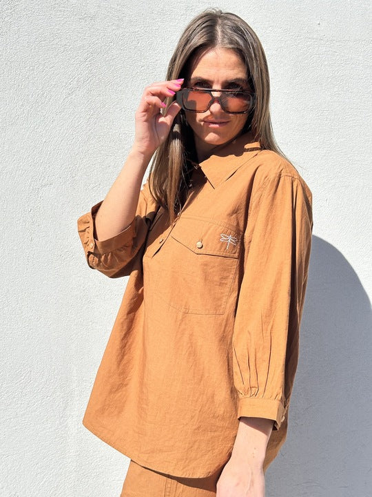 Gaspar 2601312 Oslo poplin shirt nougat