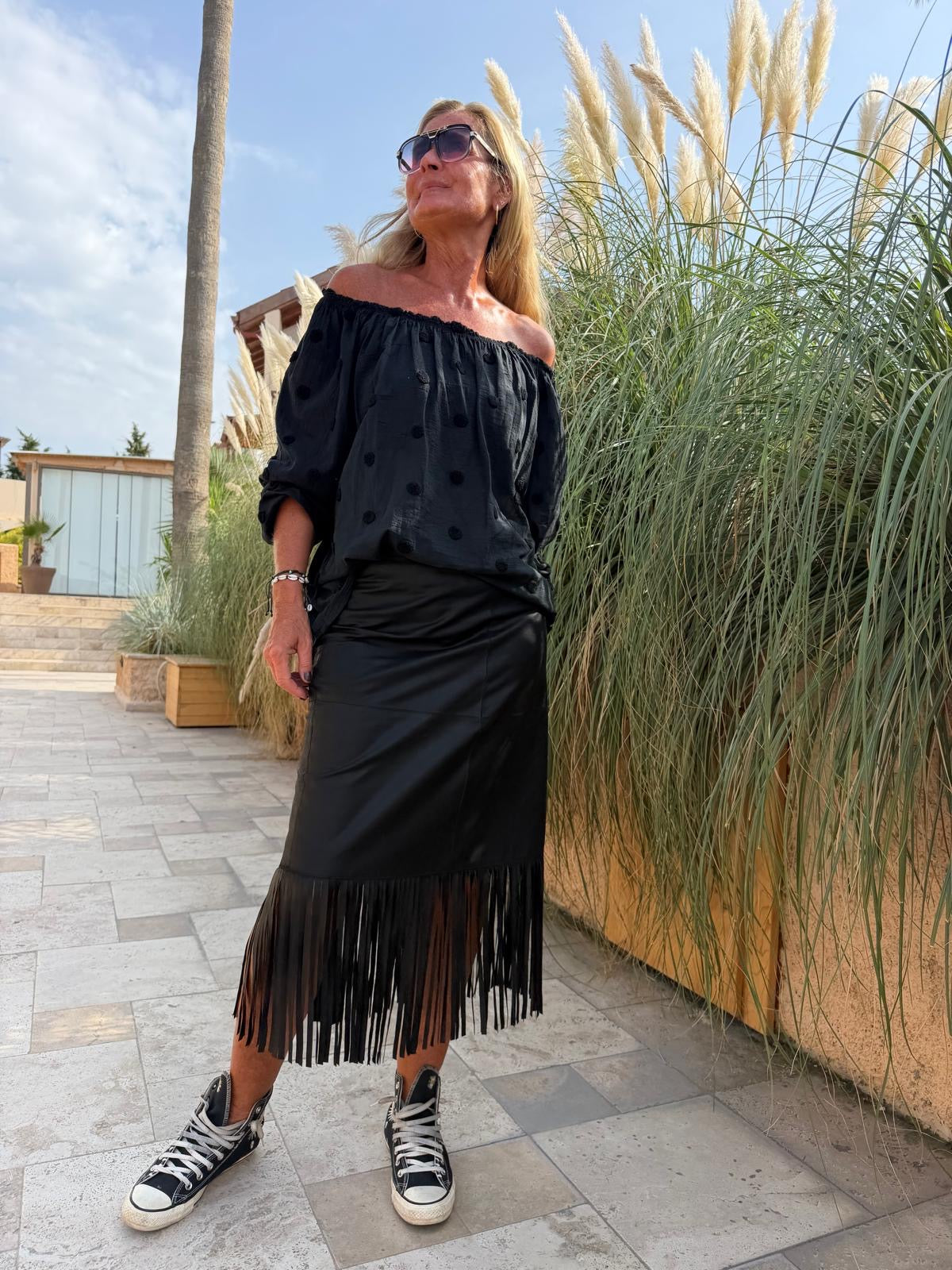 Depeche 51518 Safina skirt fringes black