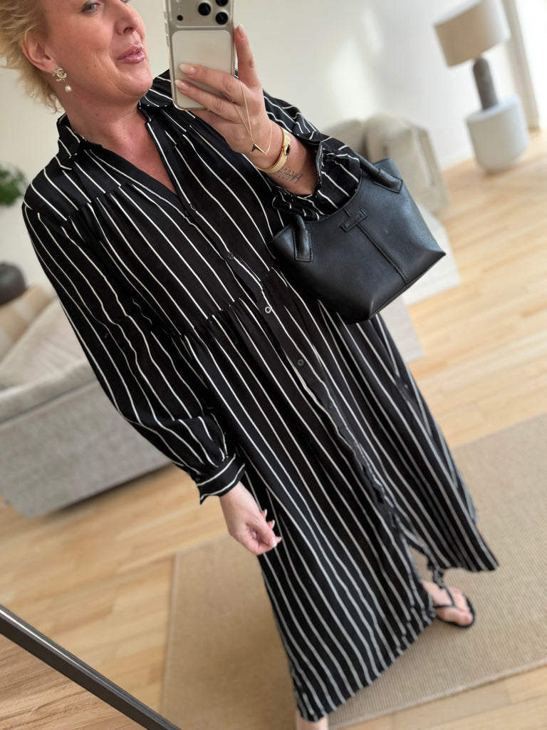 By Engbork Aurora stripe dress black