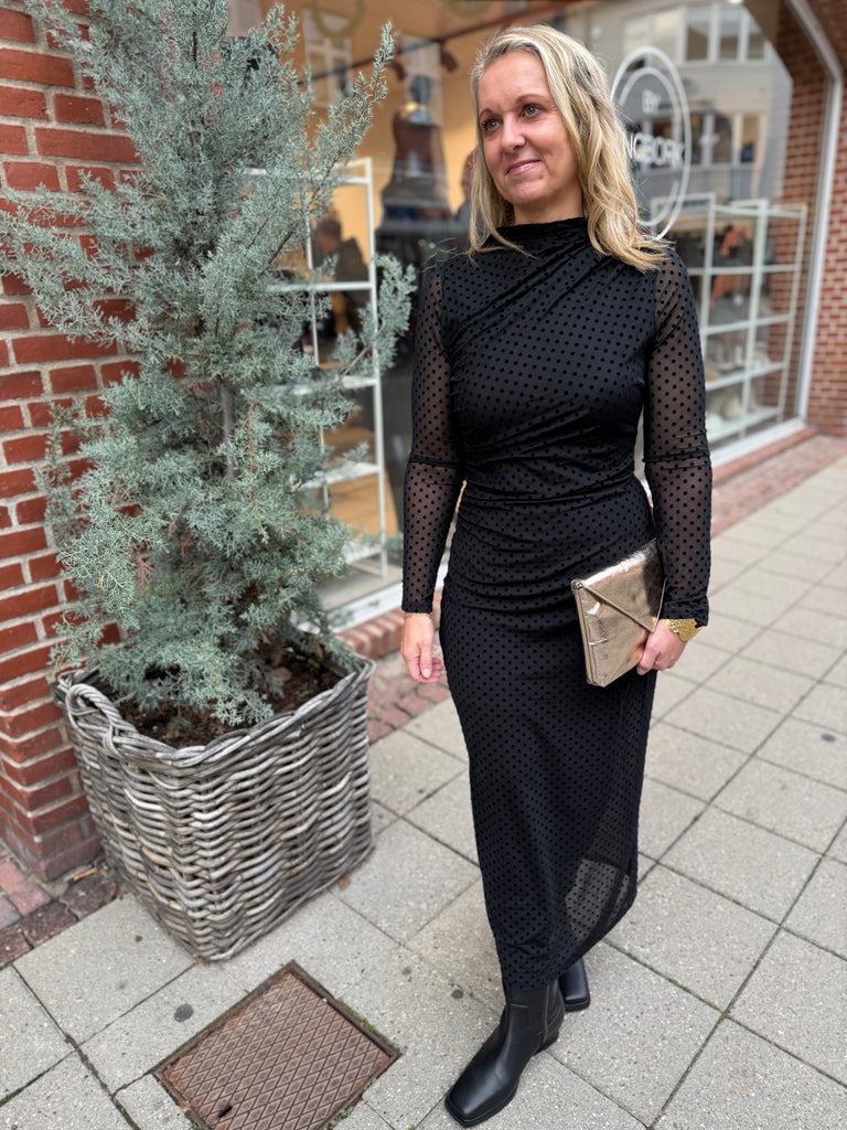 Qnuz 9220 Mesh dress dots black