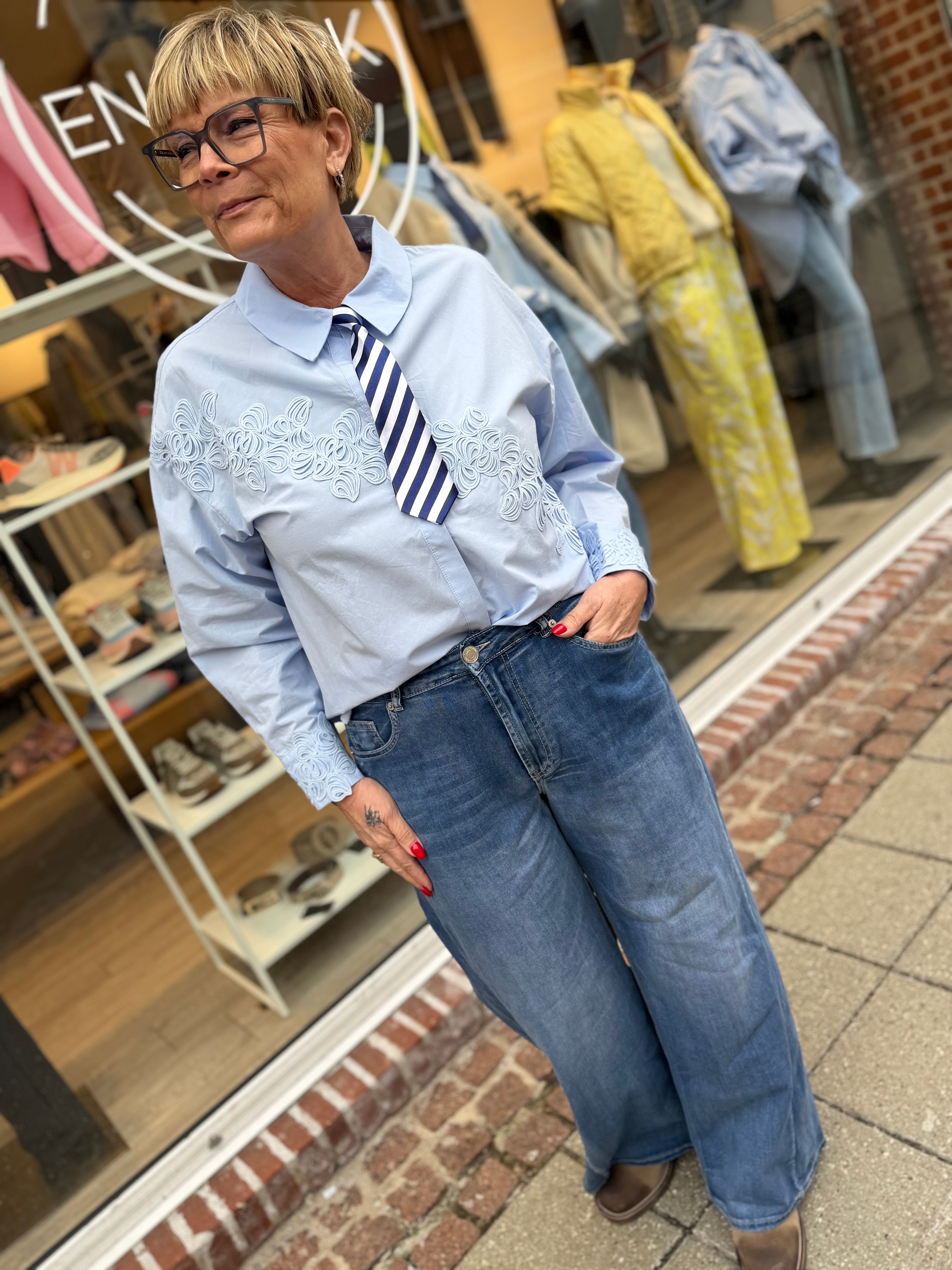 Qnuz 9295 denim jeans wide spring blue