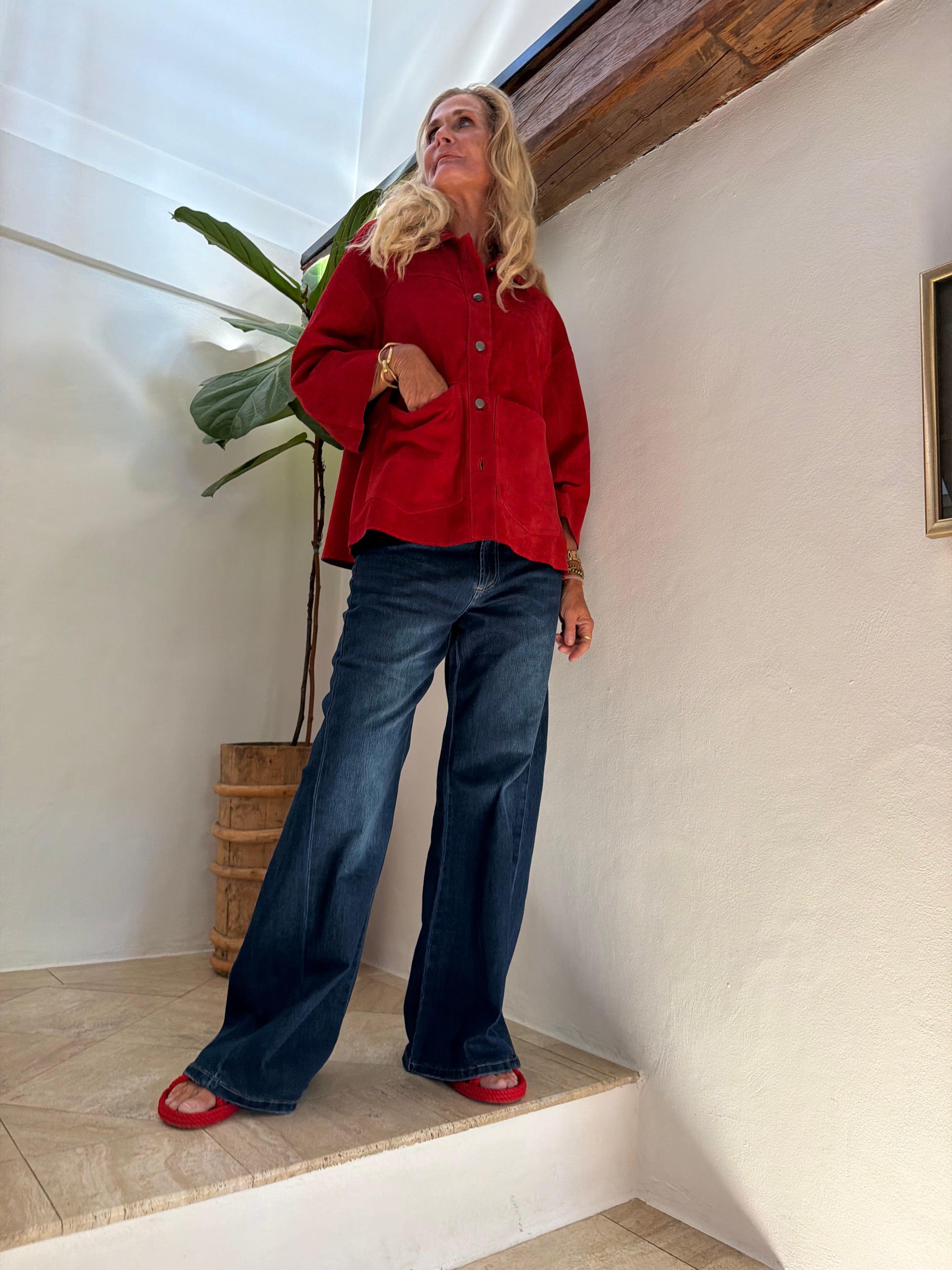 Depeche 51426 tonja oversize shirt suede red