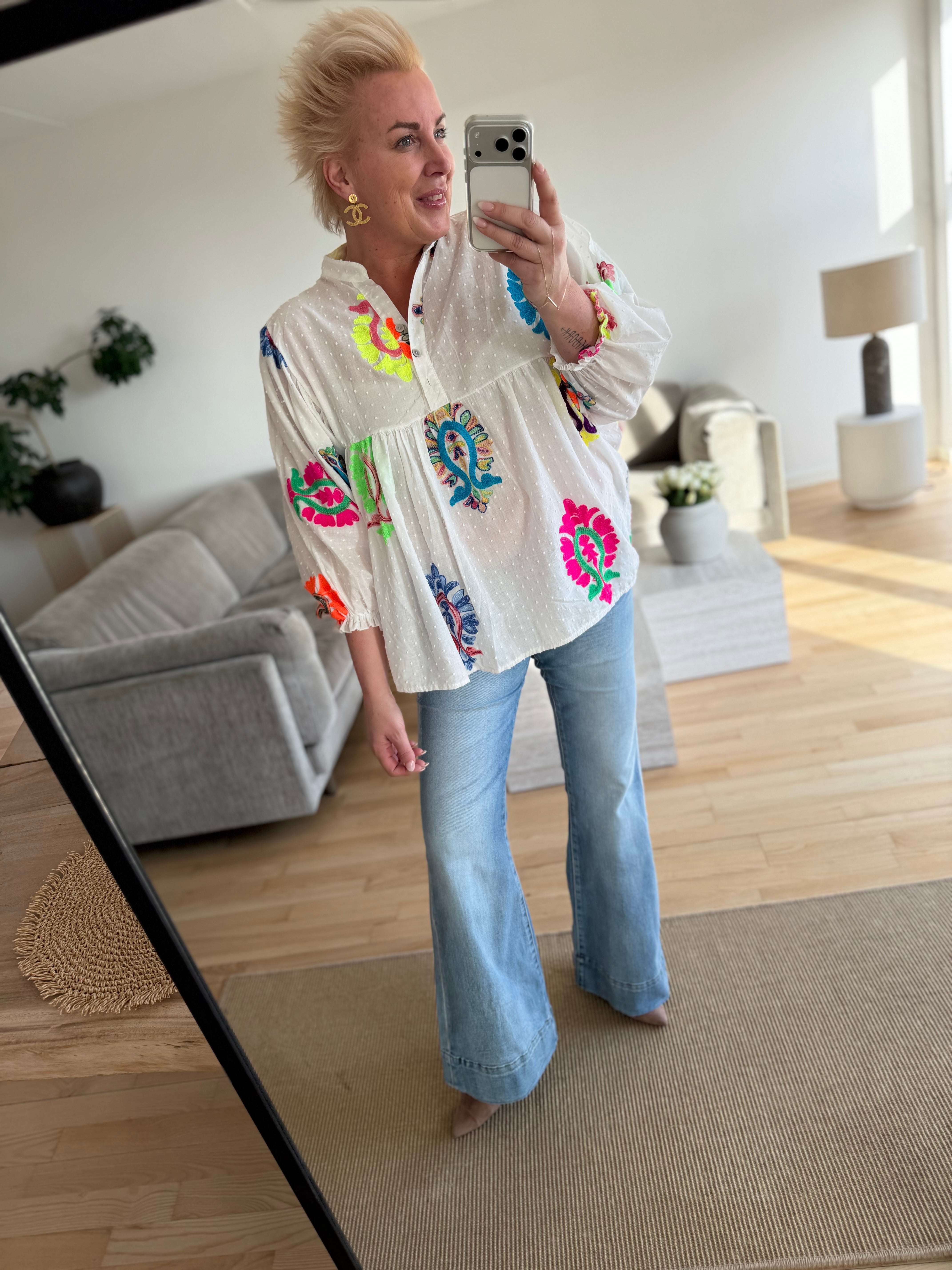 Boho Love B1351 Mix skjorte white