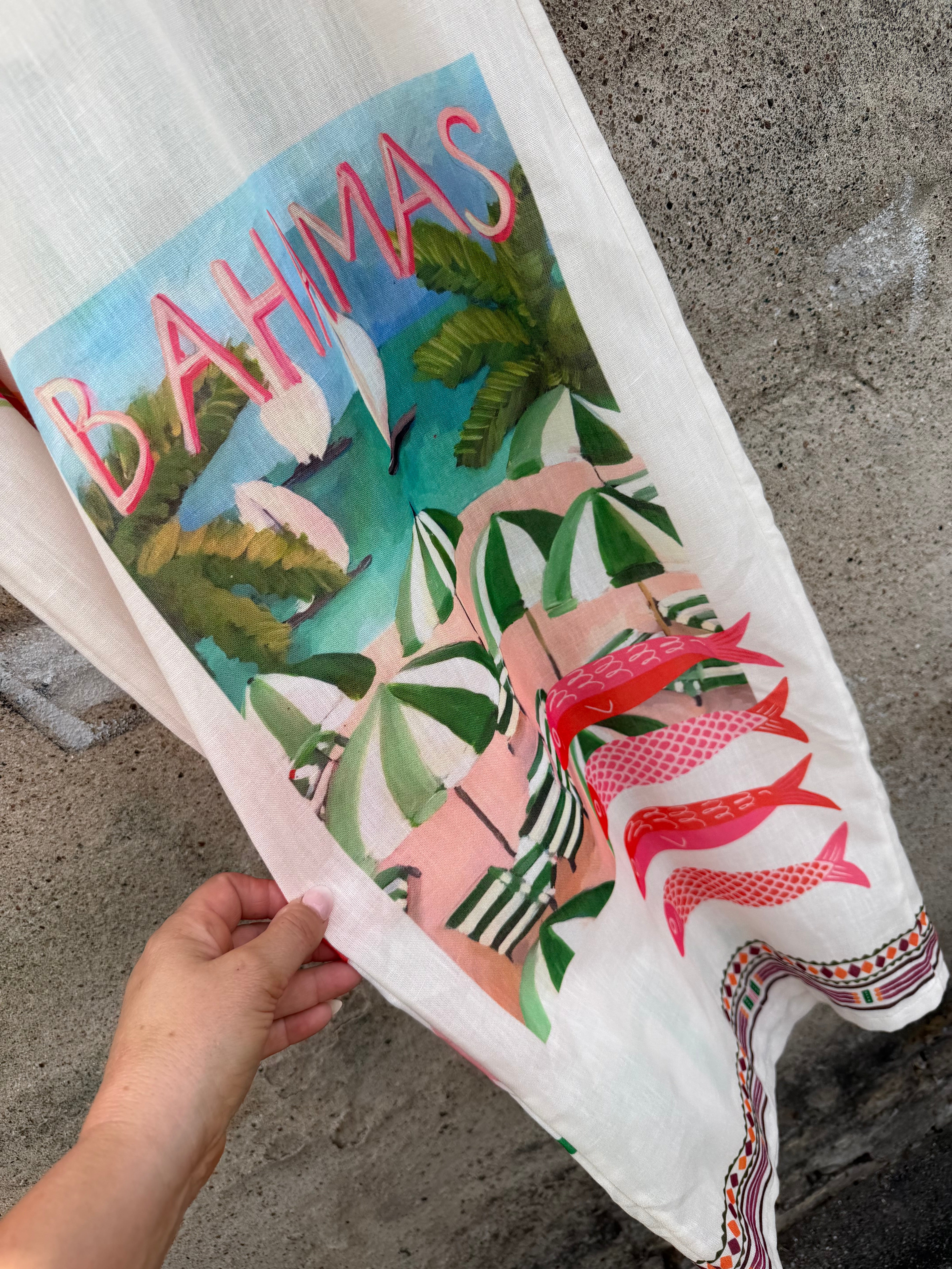 Bahamas print pants cream