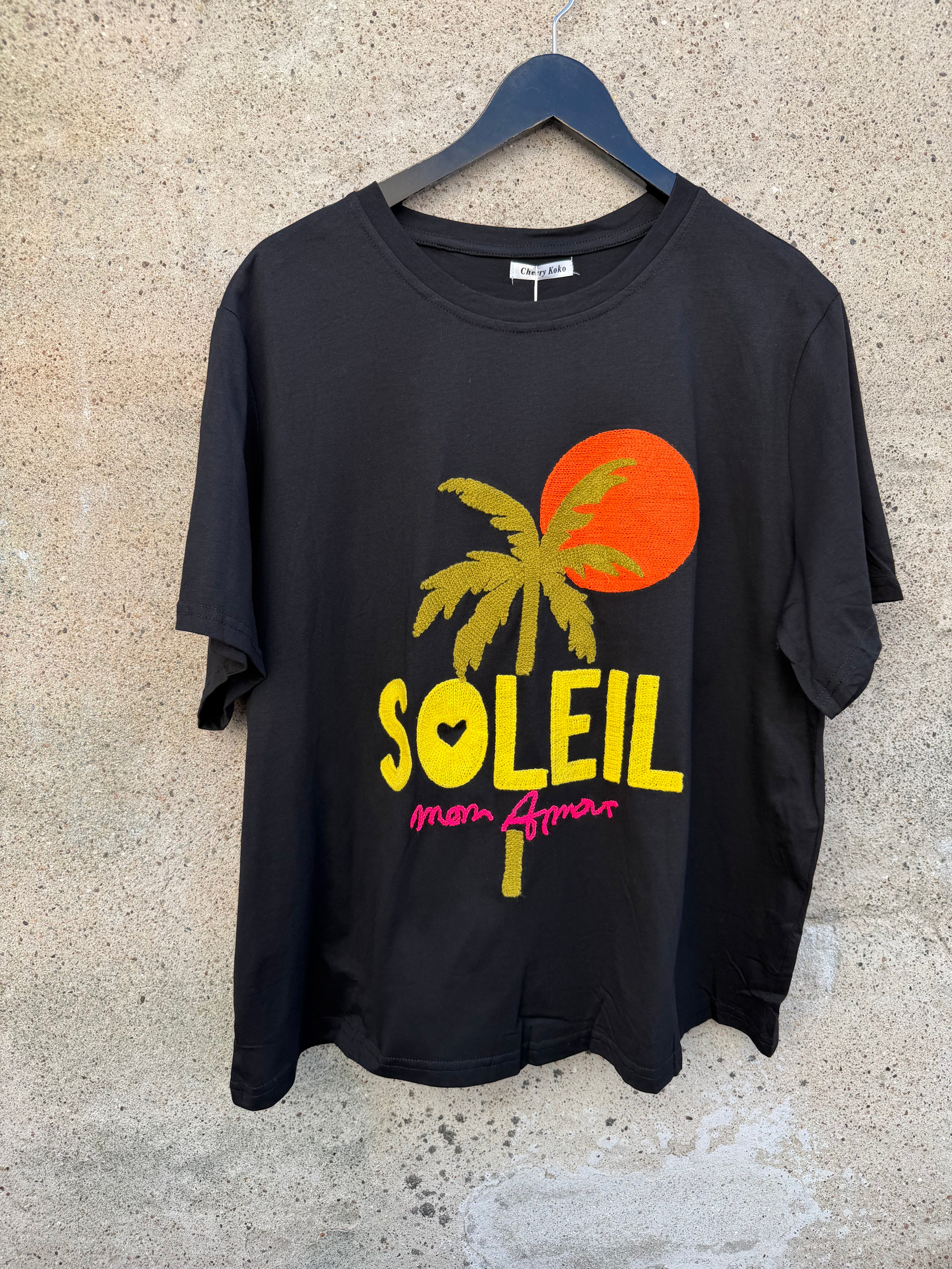 Soleil palm sun T-shirt black