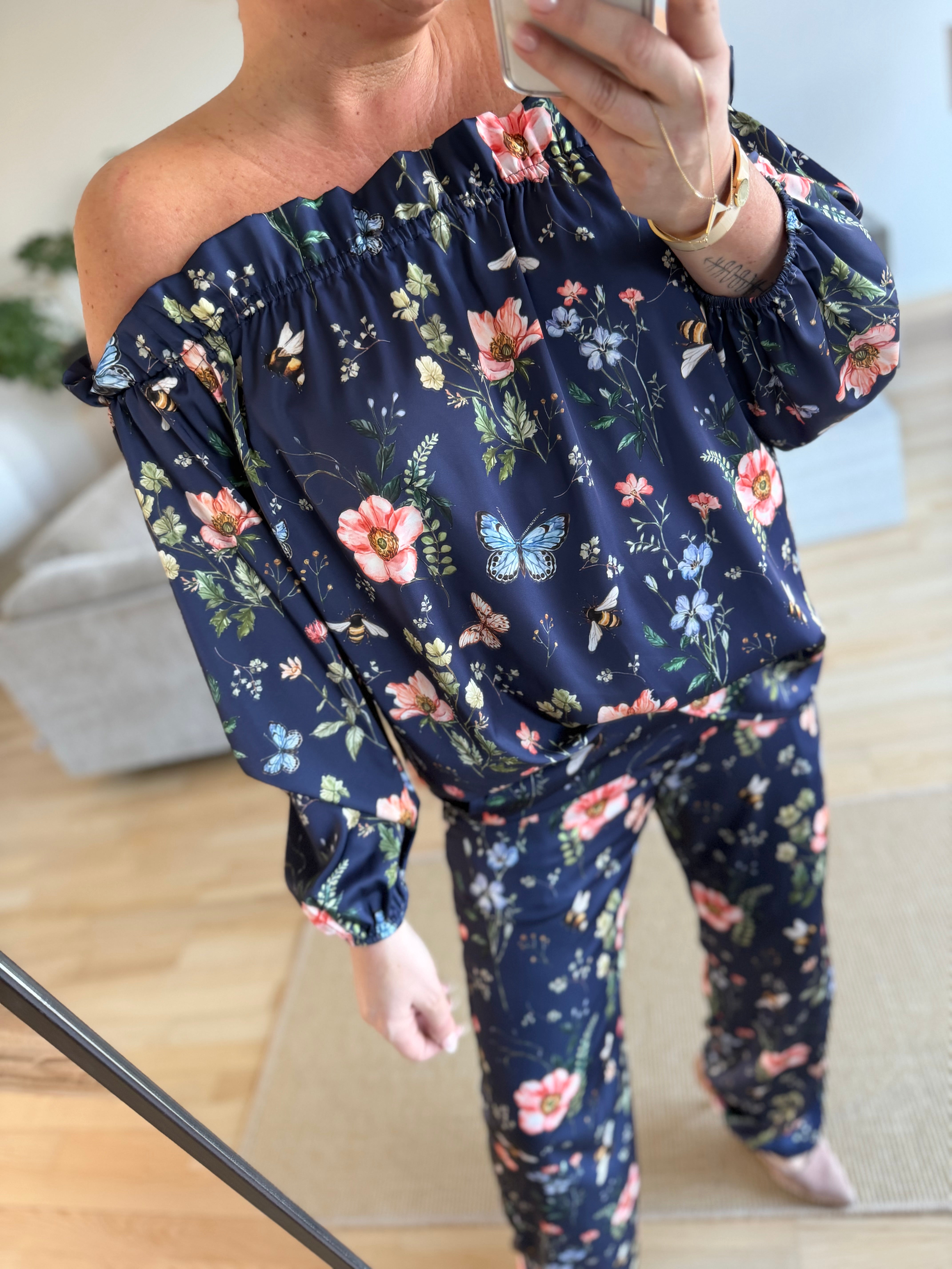 Design By Laerke Elisabeth bluse flower navy