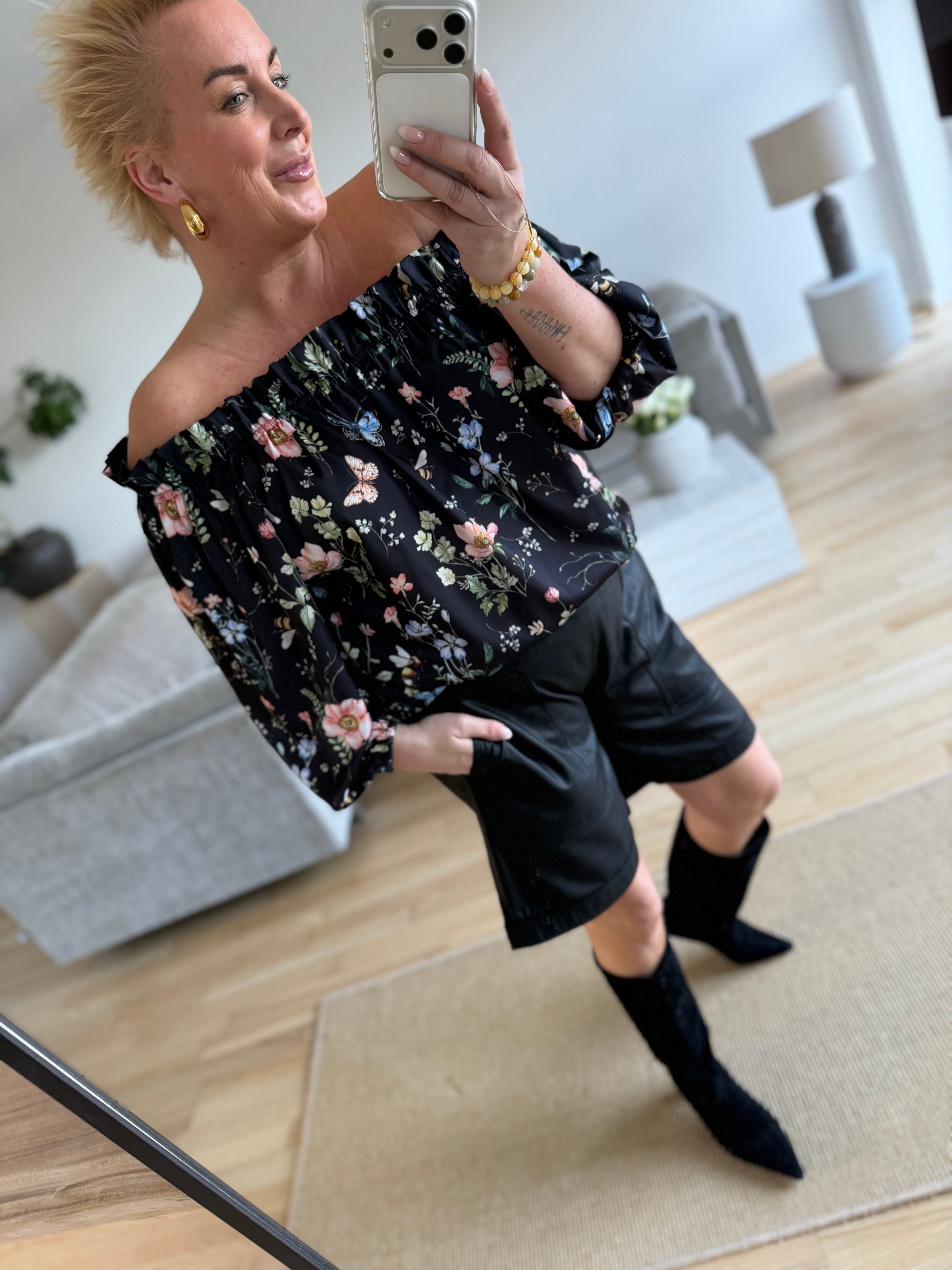 Design By Laerke Elisabeth bluse flower black