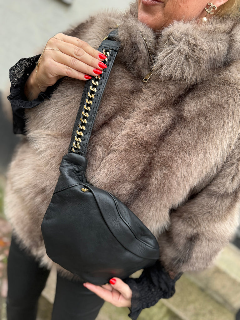 Depeche 16674 bum bag leather black