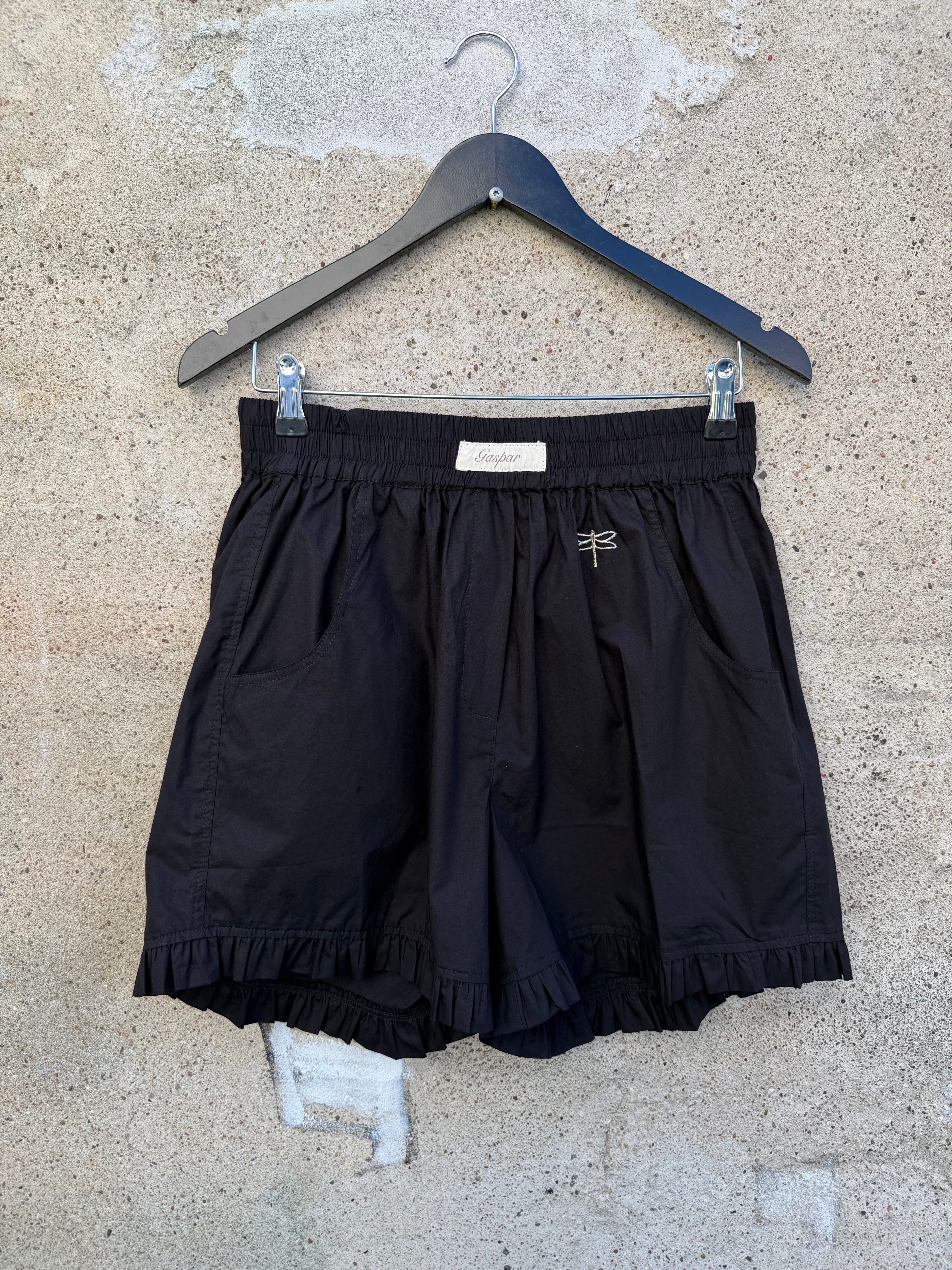 Gaspar 2501913 Honolulu poplin frill shorts black