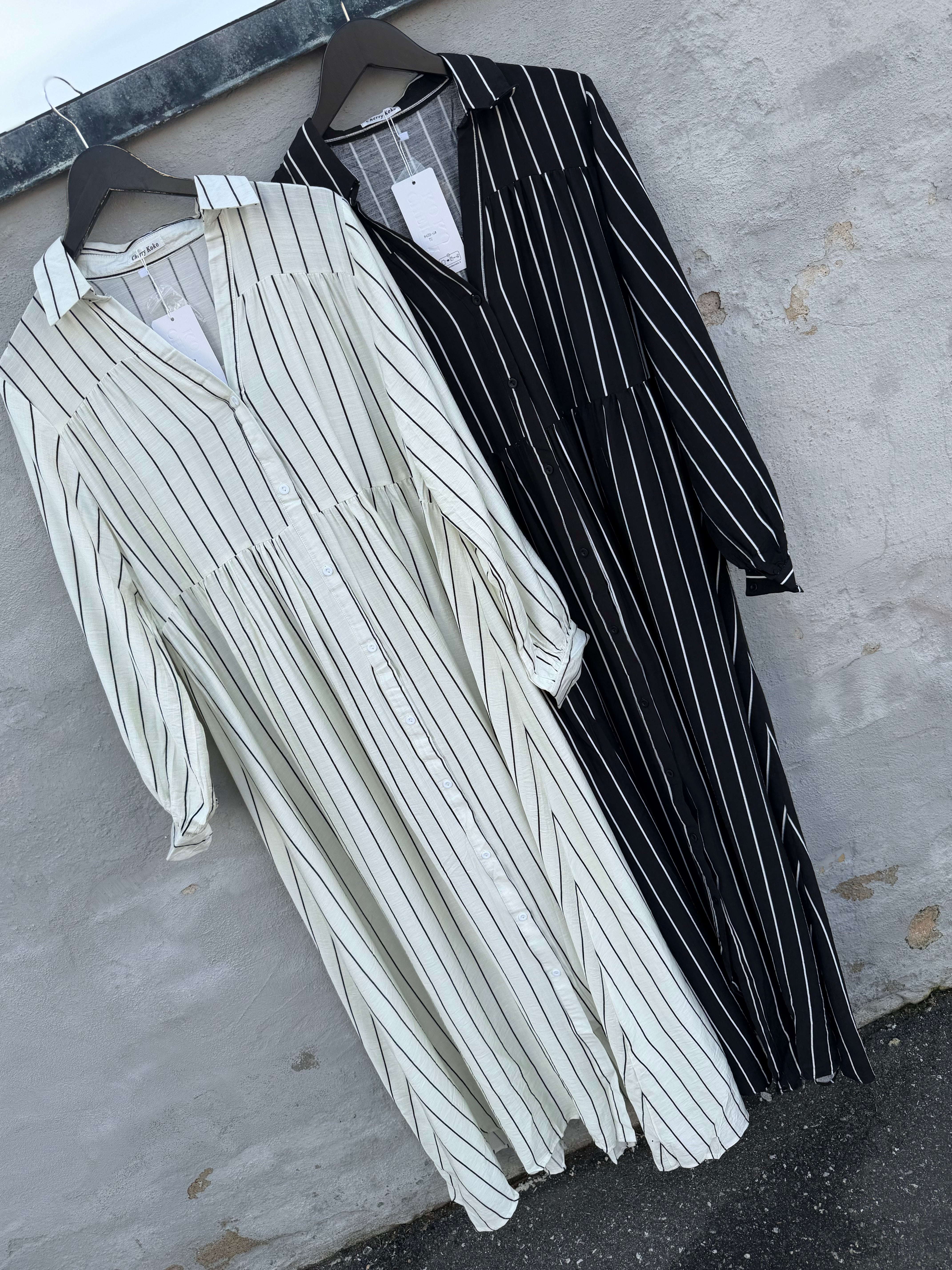 By Engbork Aurora stripe dress white