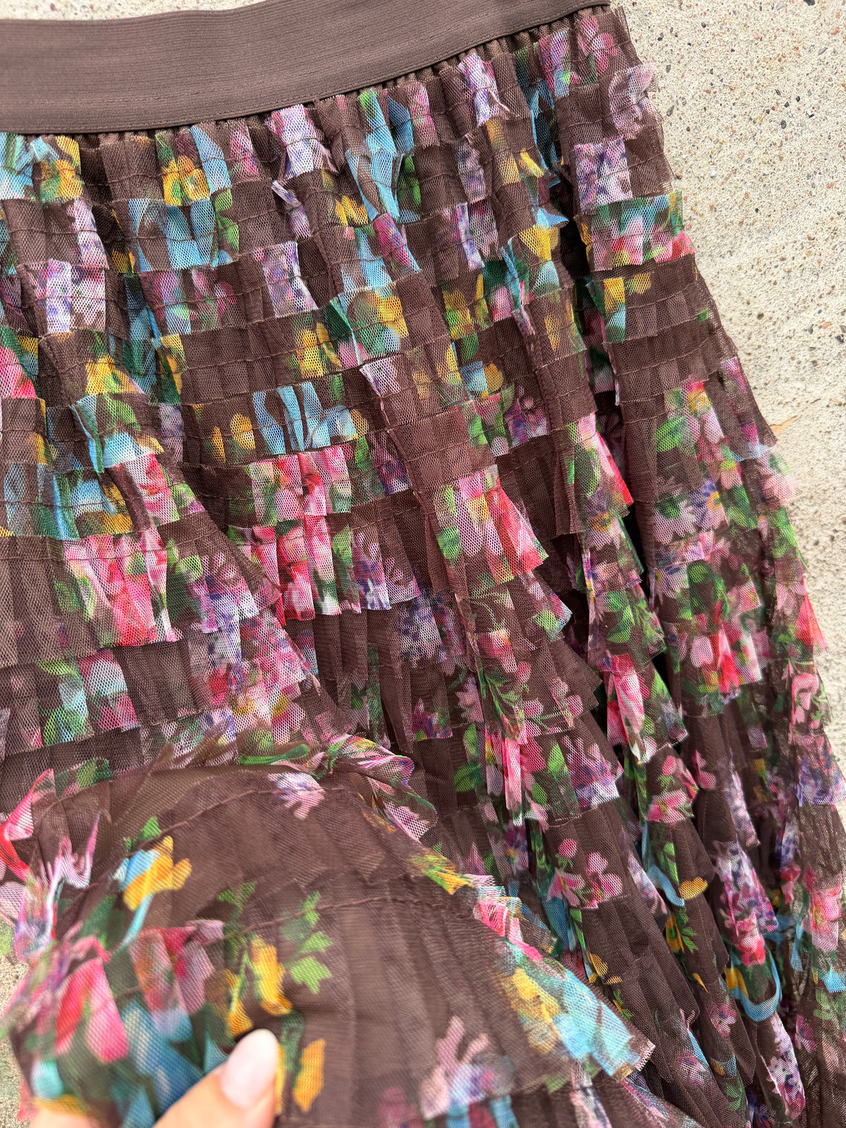 Wonder tyl skirt flower brown