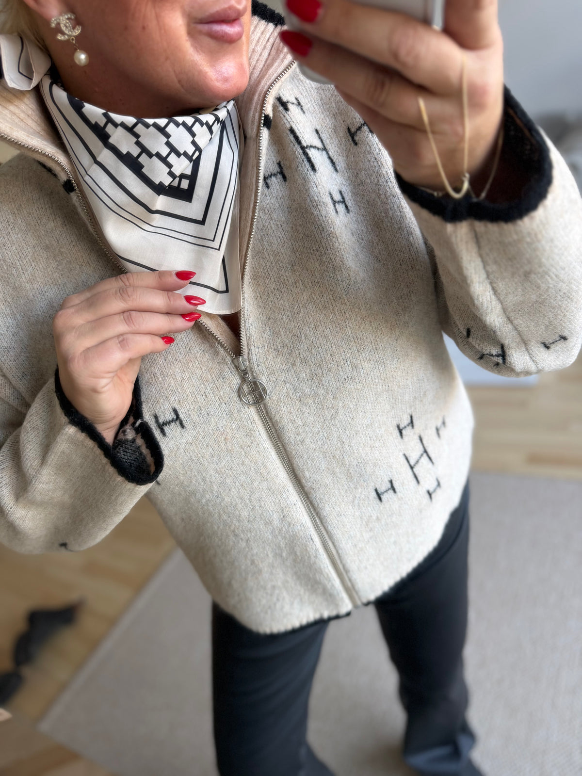 HÈST 2630120856 Iben zip jacket light beige melange