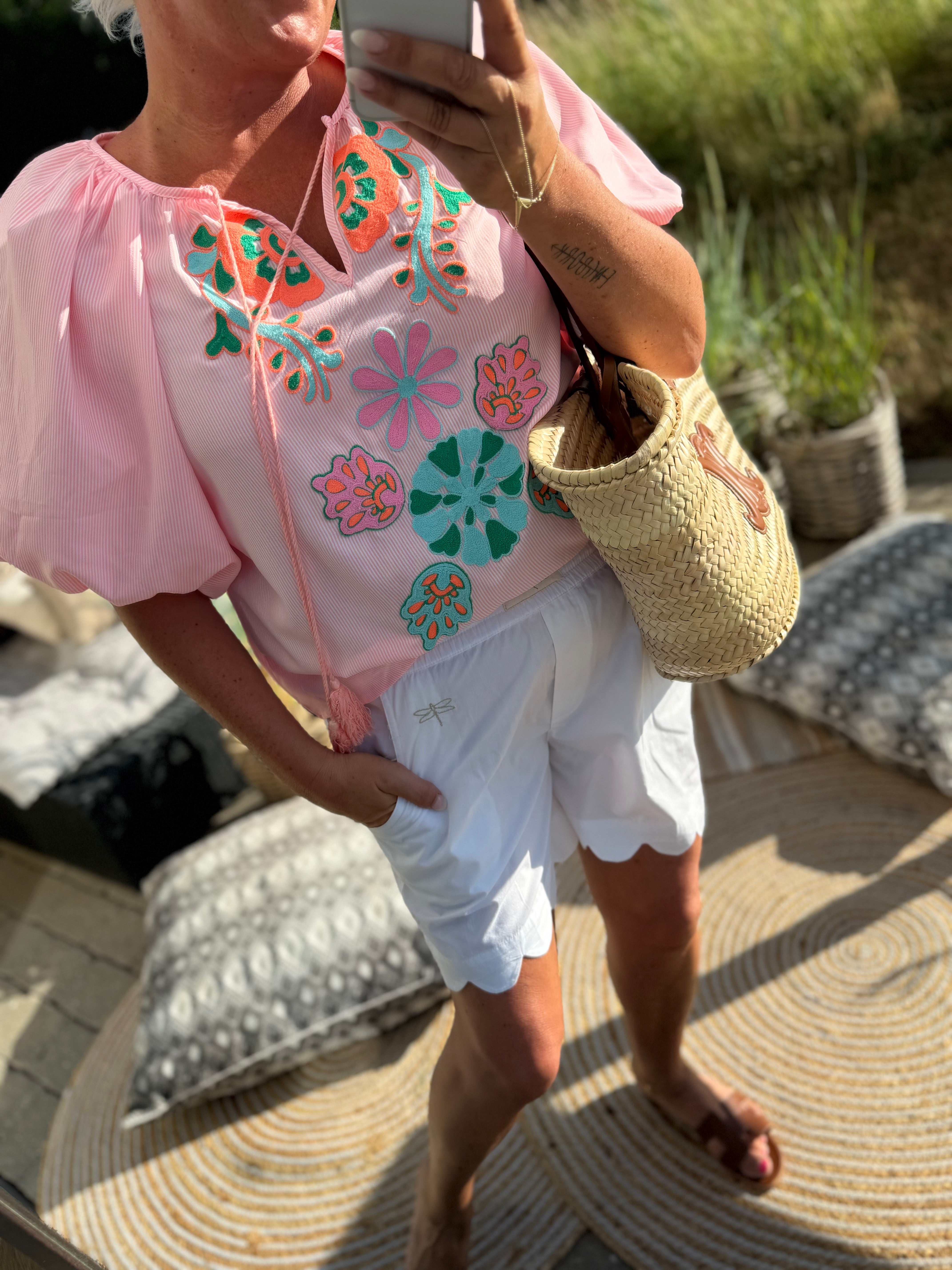 Qnuz 9396 Boheme shirt embrodery rosa