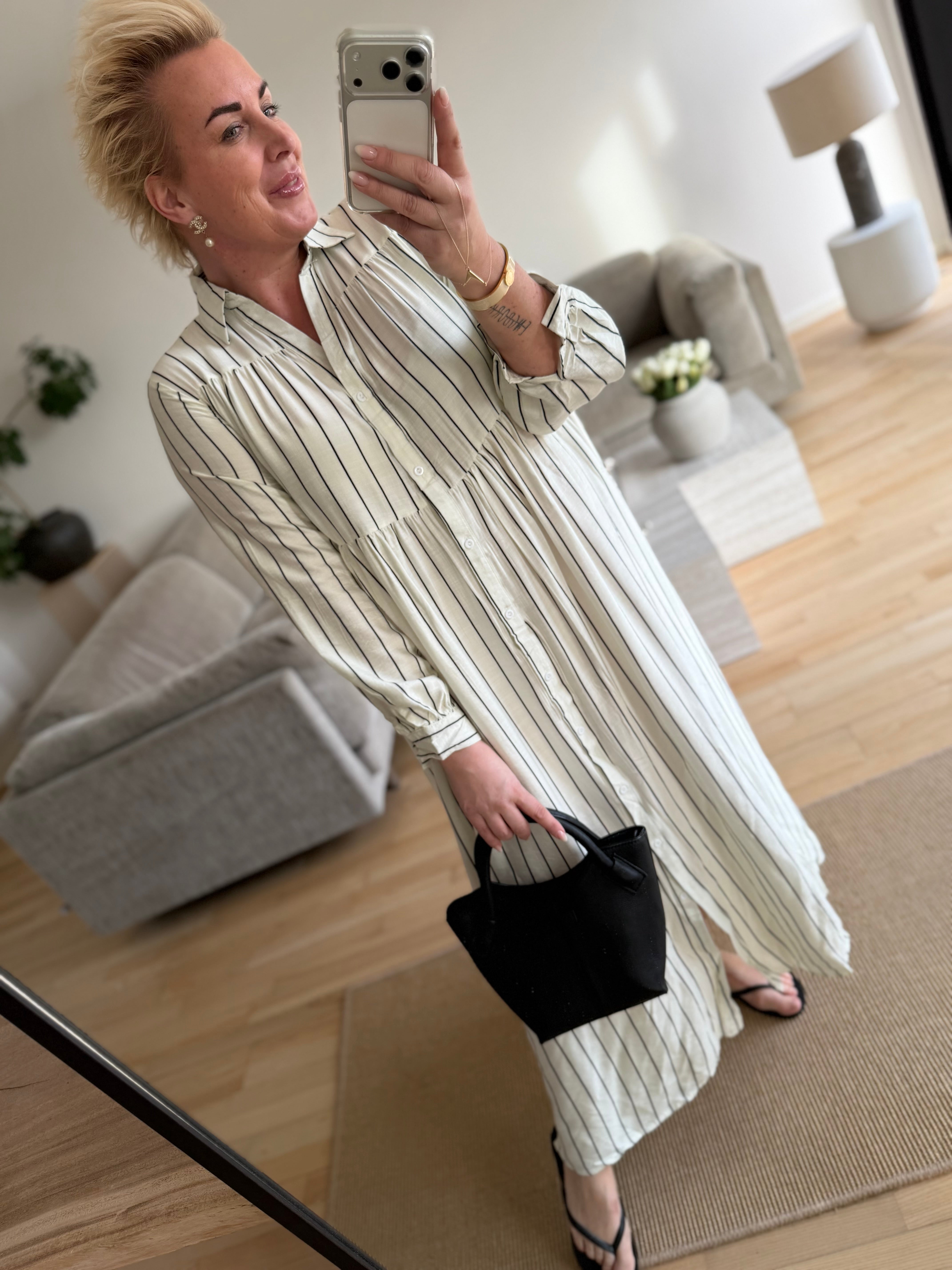By Engbork Aurora stripe dress white