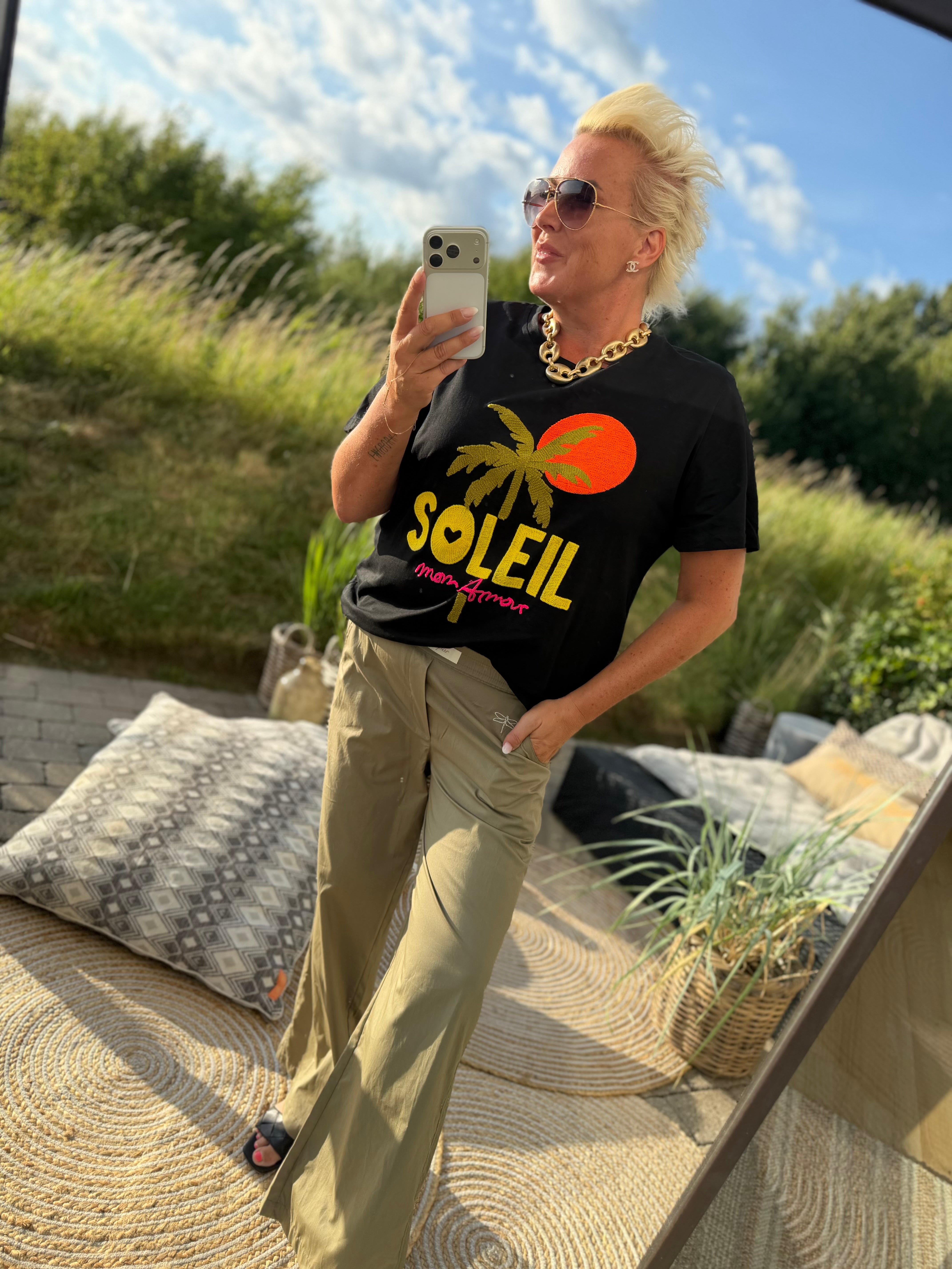 Soleil palm sun T-shirt black