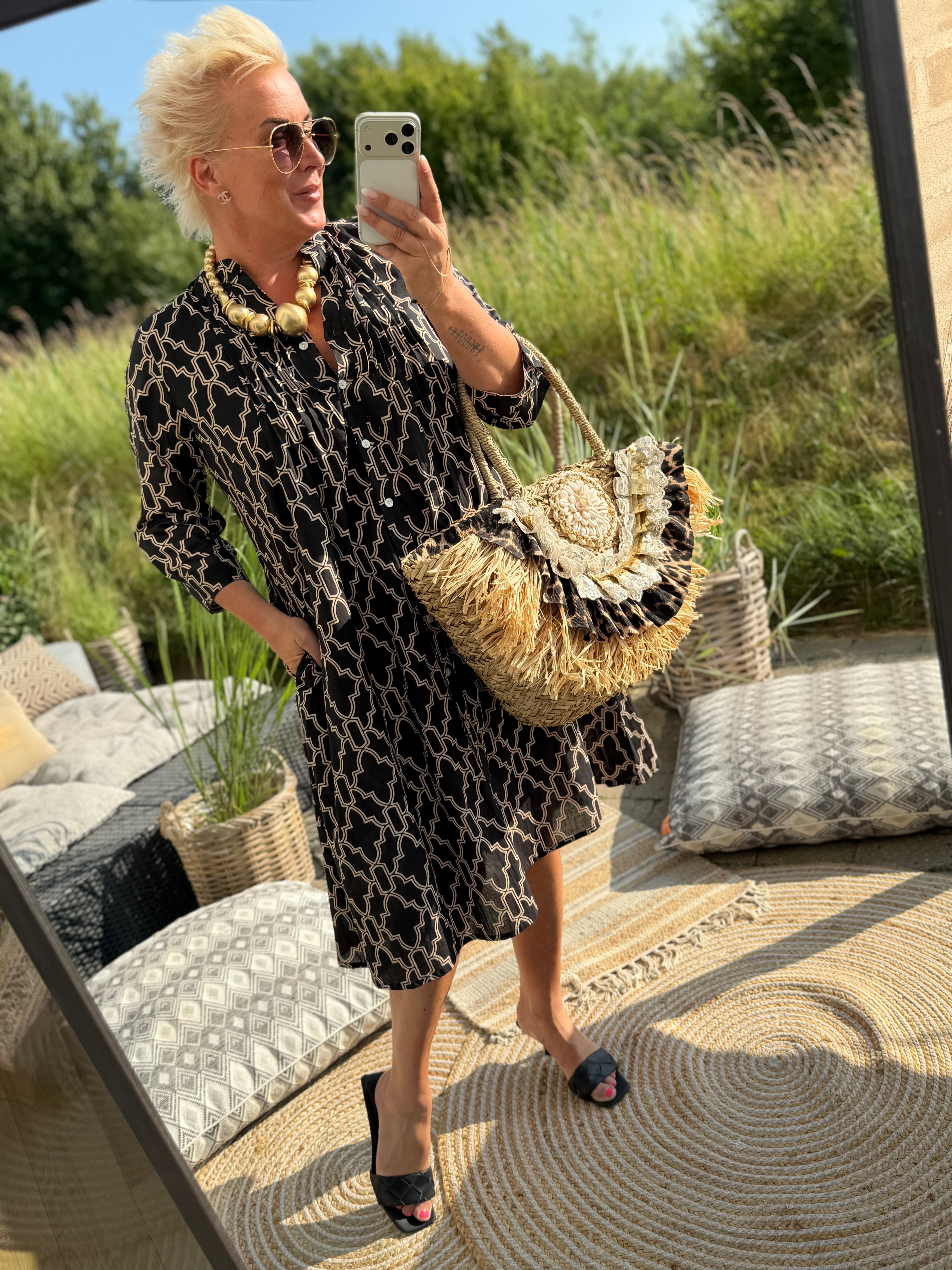 WAUW Torino 10207 dress black and beige