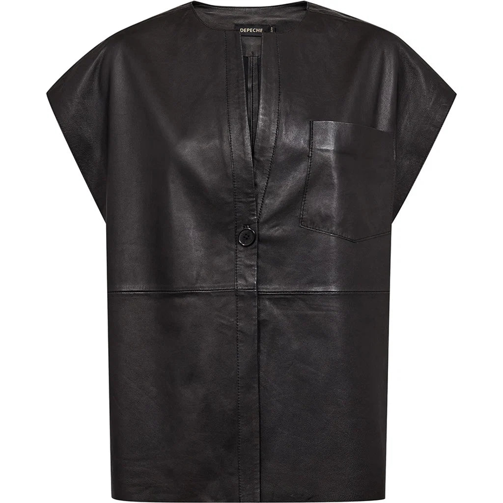 Depeche 51408 leather Eliza vest black
