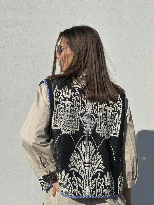 Gaspar 2601333 Marli waistcoat print black