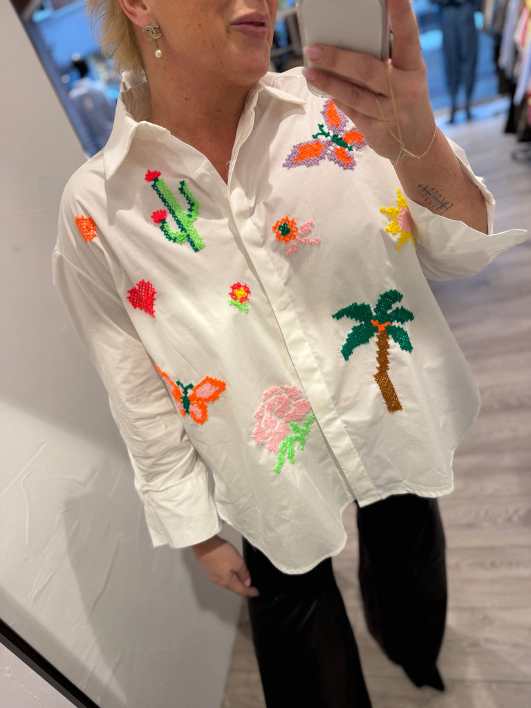 Boho Love B1327-01 skjorte palm white