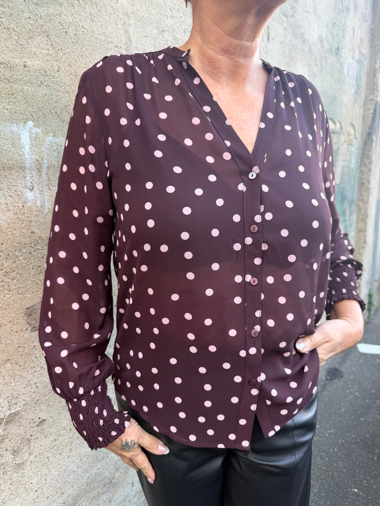 Love & Divine love407 dot shirt bordeaux
