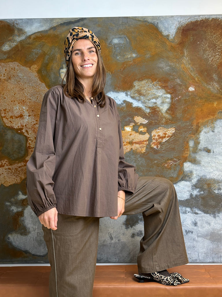 Gaspar 2501342 Læsø poplin bluse brown