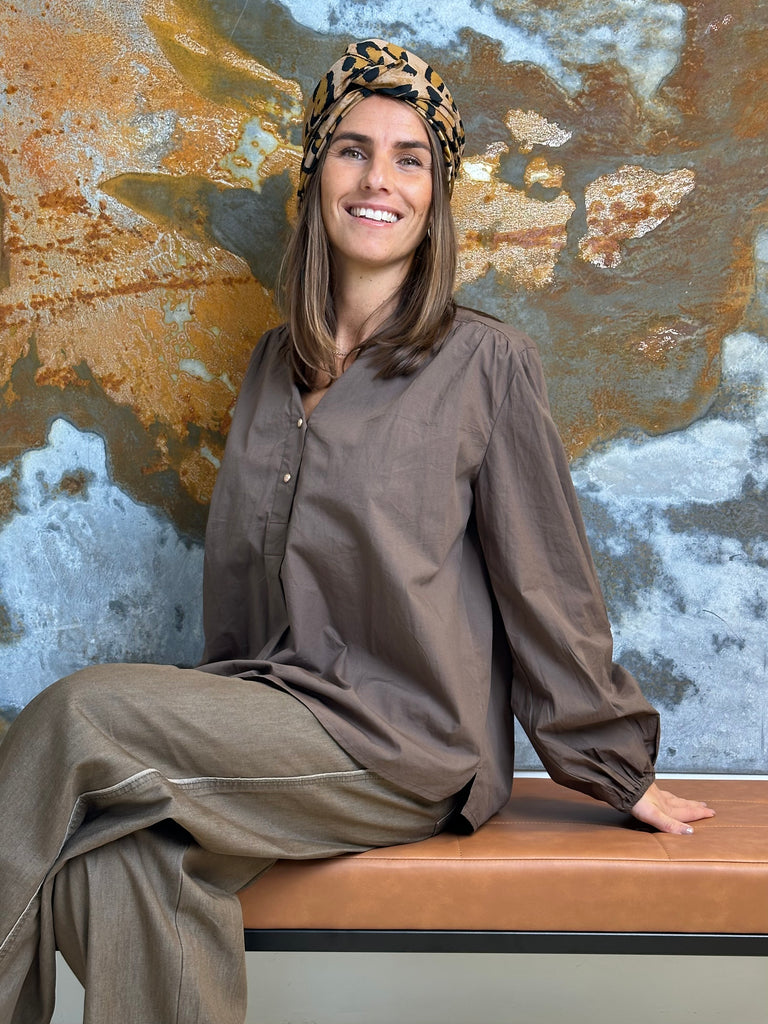 Gaspar 2501342 Læsø poplin bluse brown