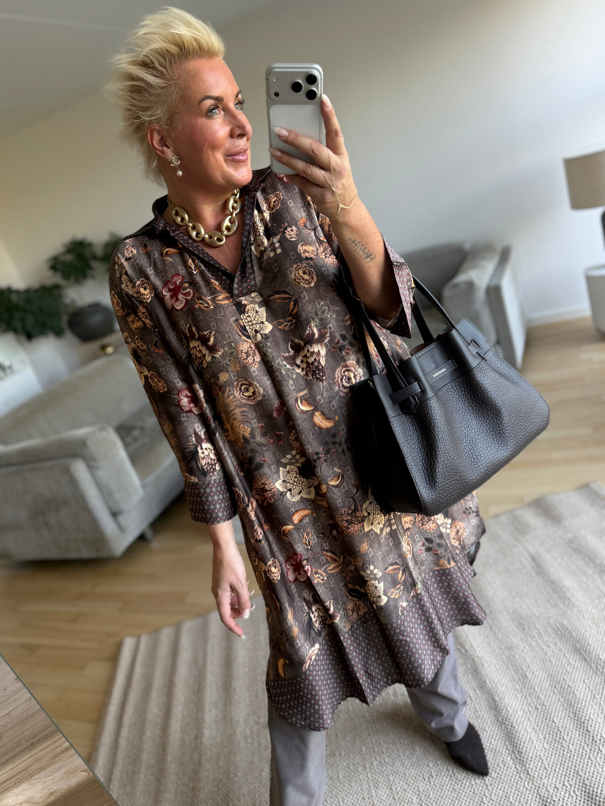 OM-HU 6615 Diva dress flower brown