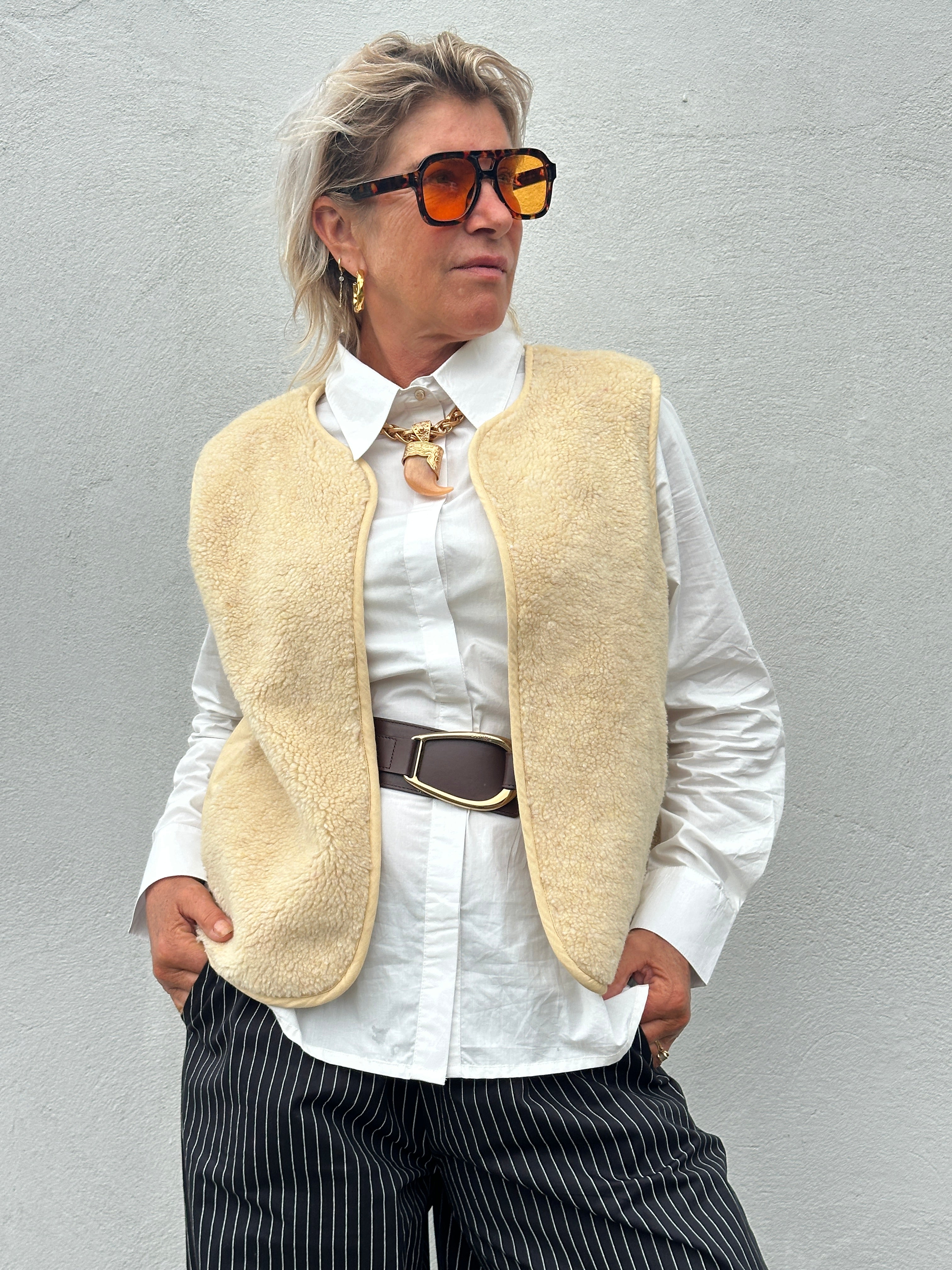 Gaspar 2607362 Duffy waistcoat off white
