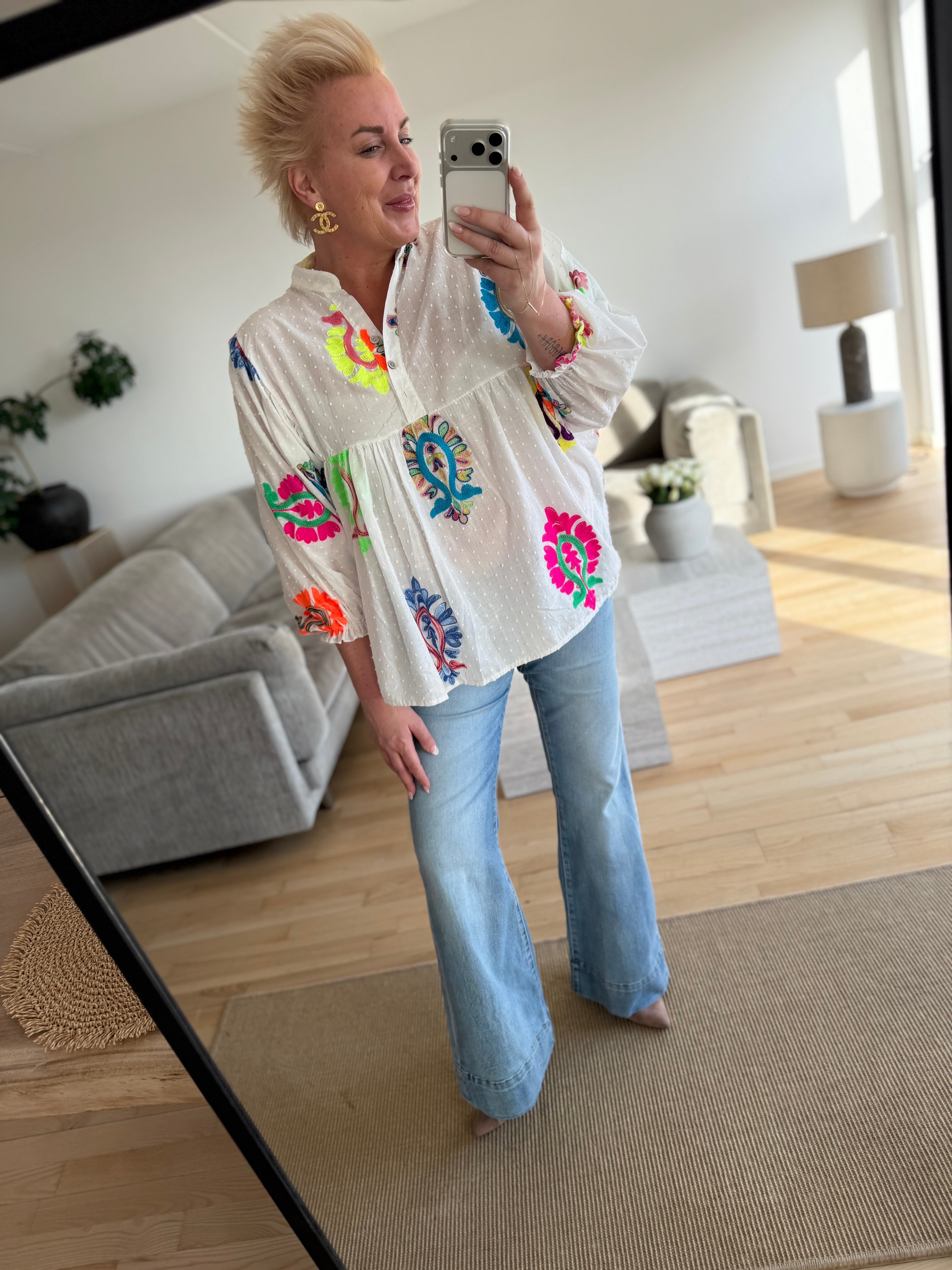 Boho Love B1351 Mix skjorte white