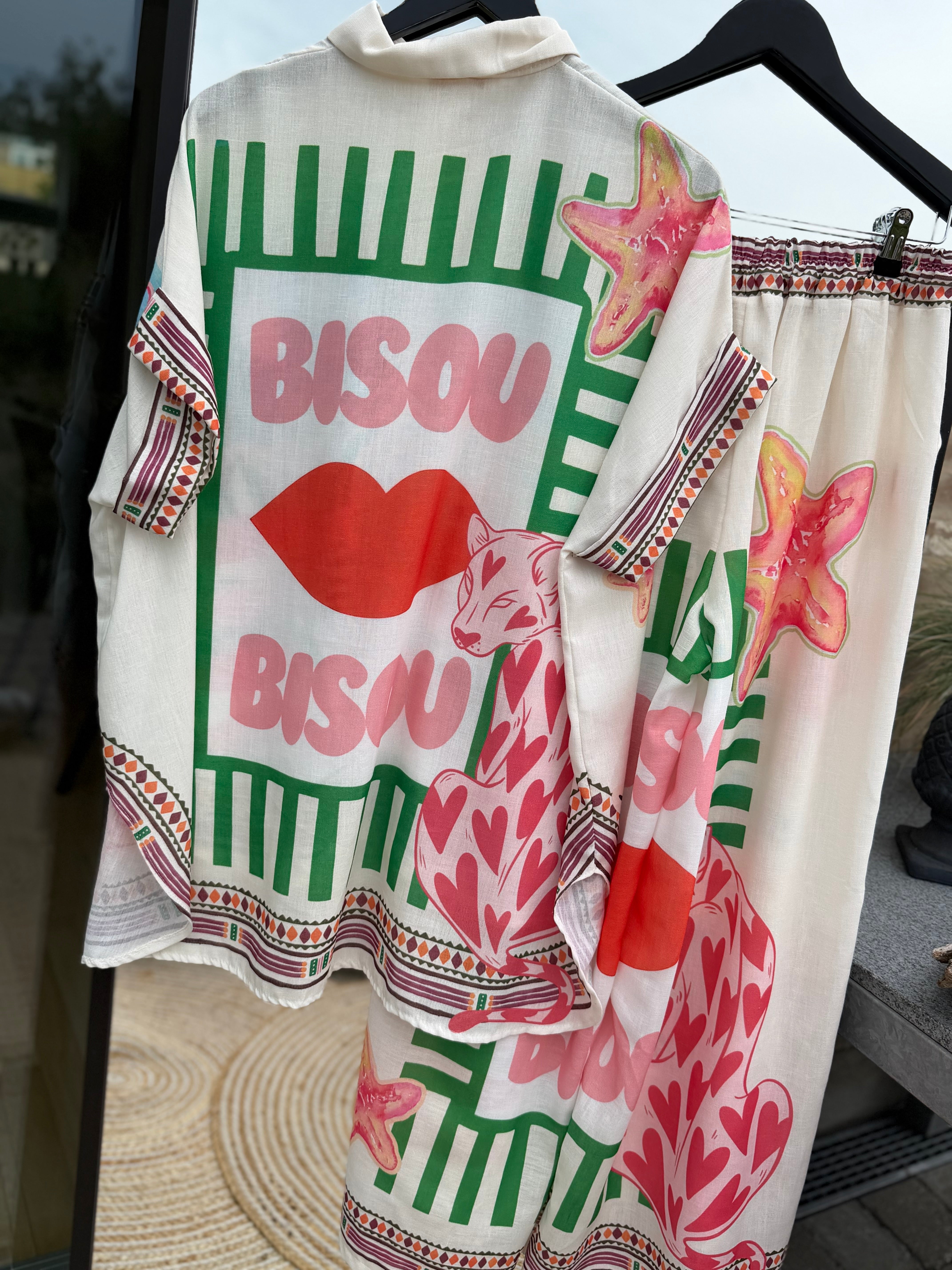 Bahamas print pants cream