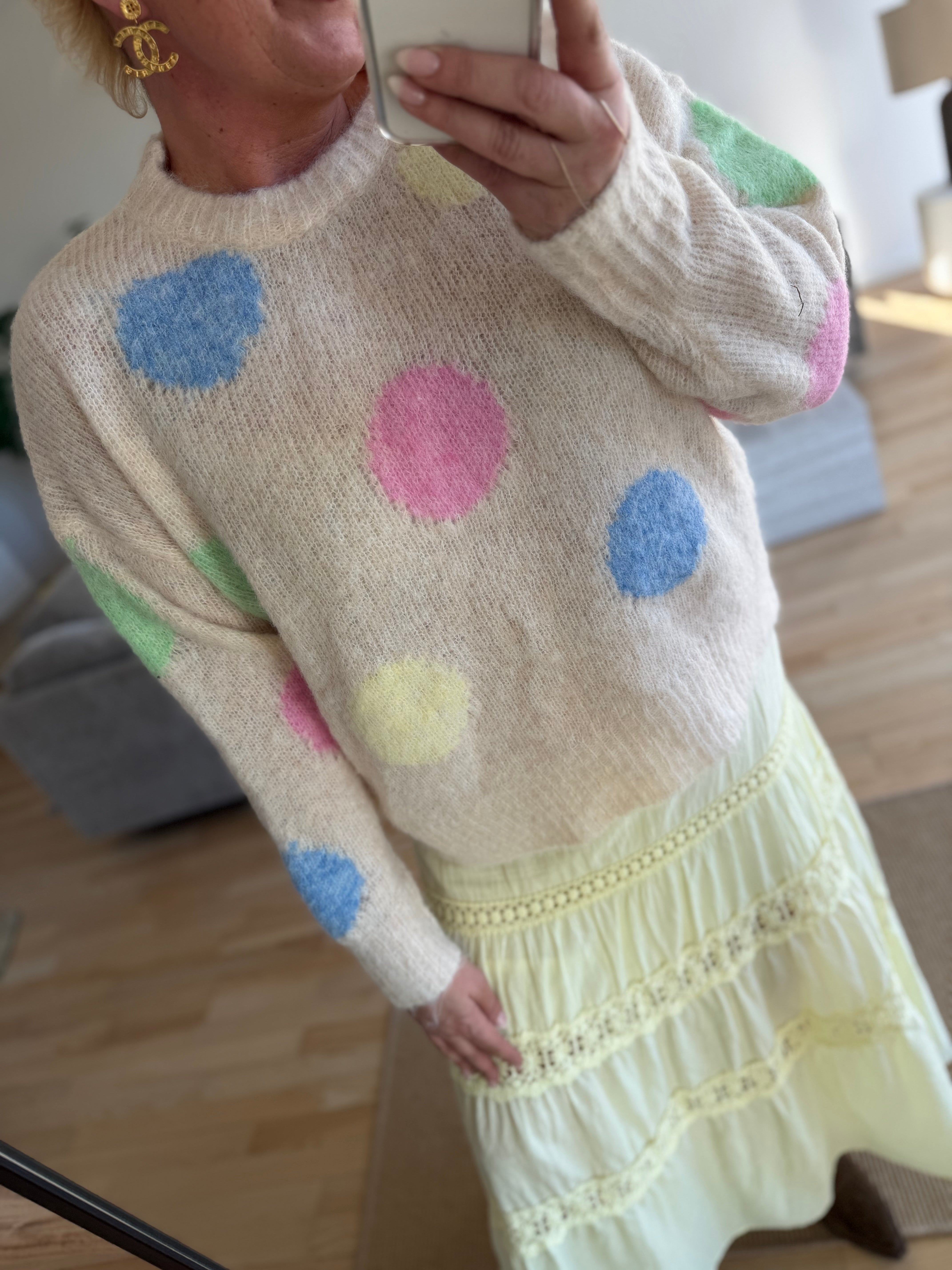 Qnuz 9269 knit lux big dot ecru