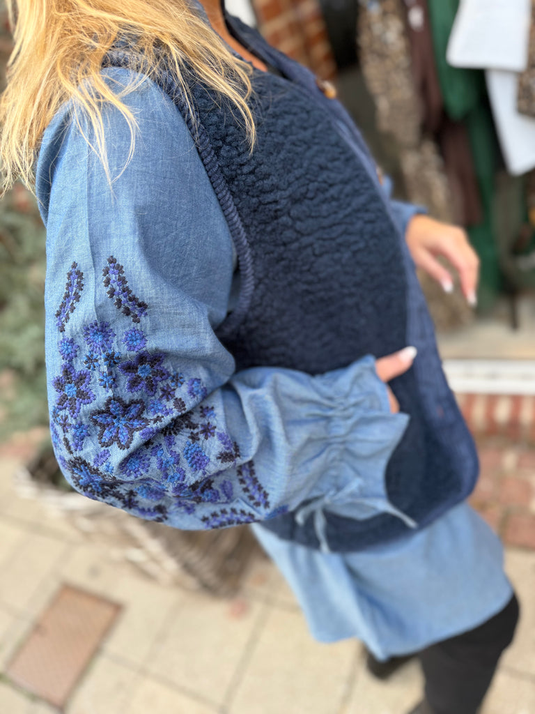 WAUW 10104 Chambray Wilma tunic blue