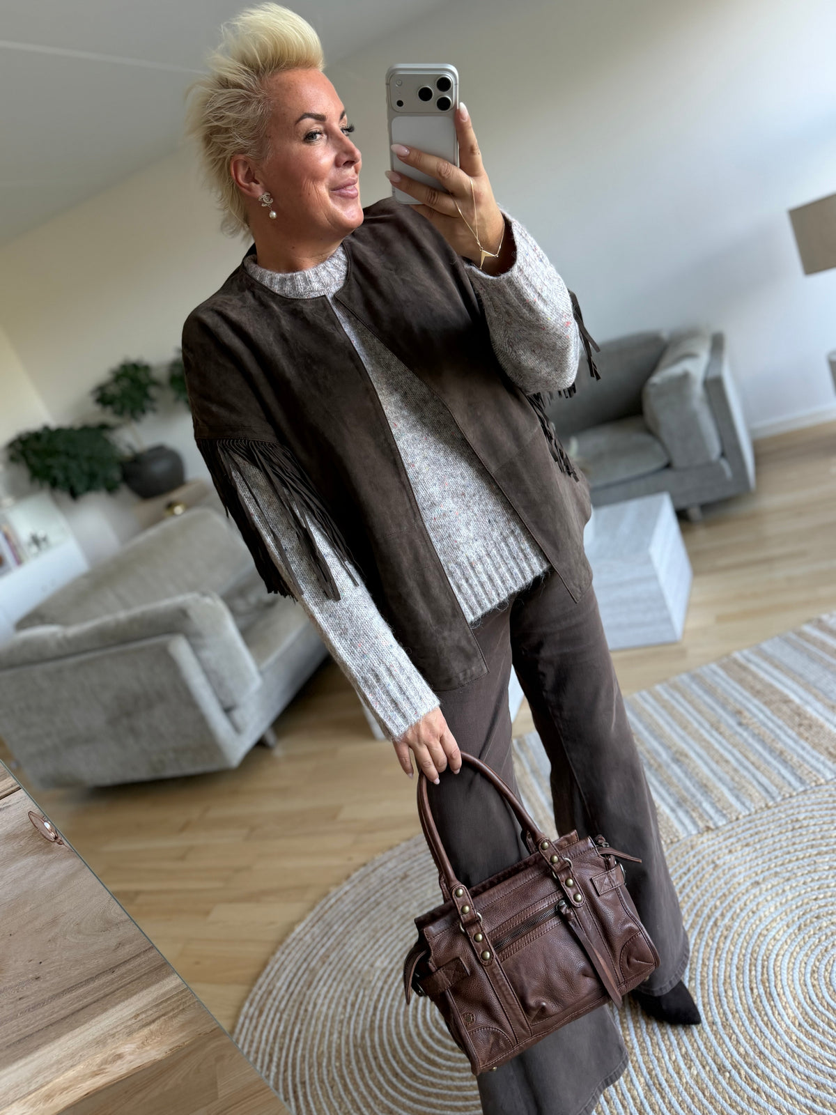 Depeche 51472 suede Kala vest warm deer