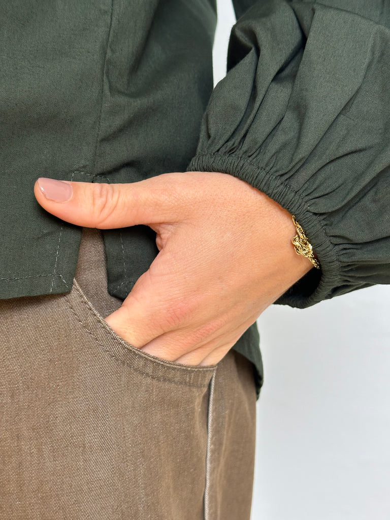 Gaspar 2501342 Læsø poplin bluse dark green