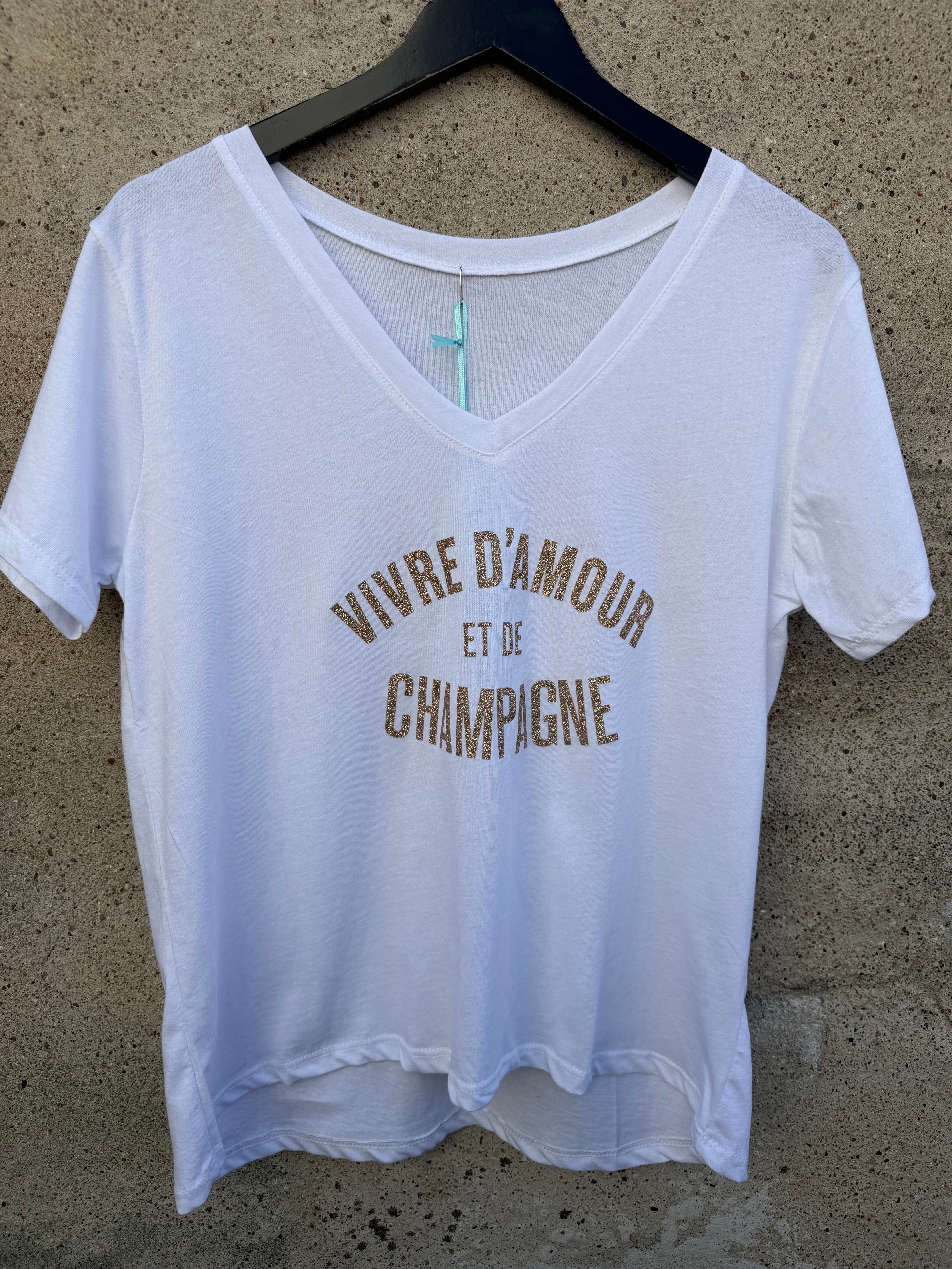 Champagne T-shirt gold white